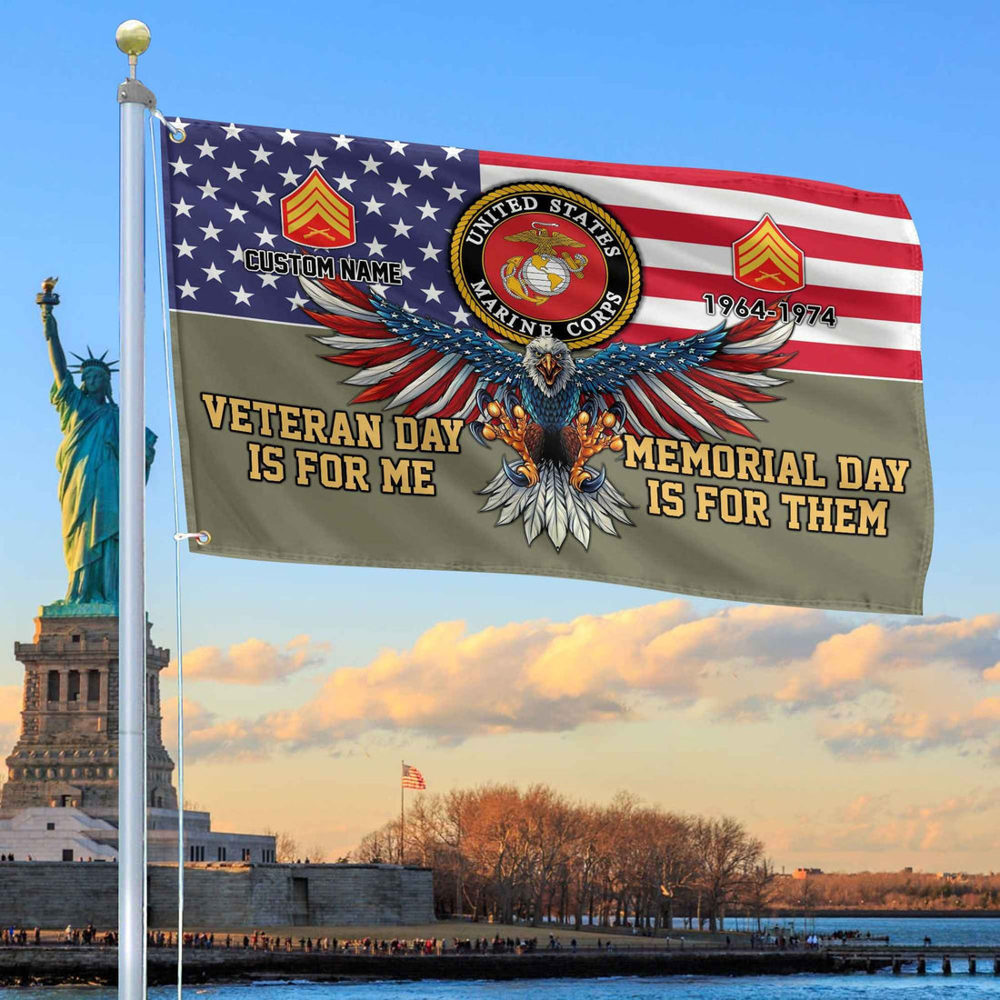 USMC Custom Grommet Flag VPVC106811, Gifts For Marine Veteran, Best Gifts On Father's Day, Armed Forces Day, Independence Day, Veterans Day.