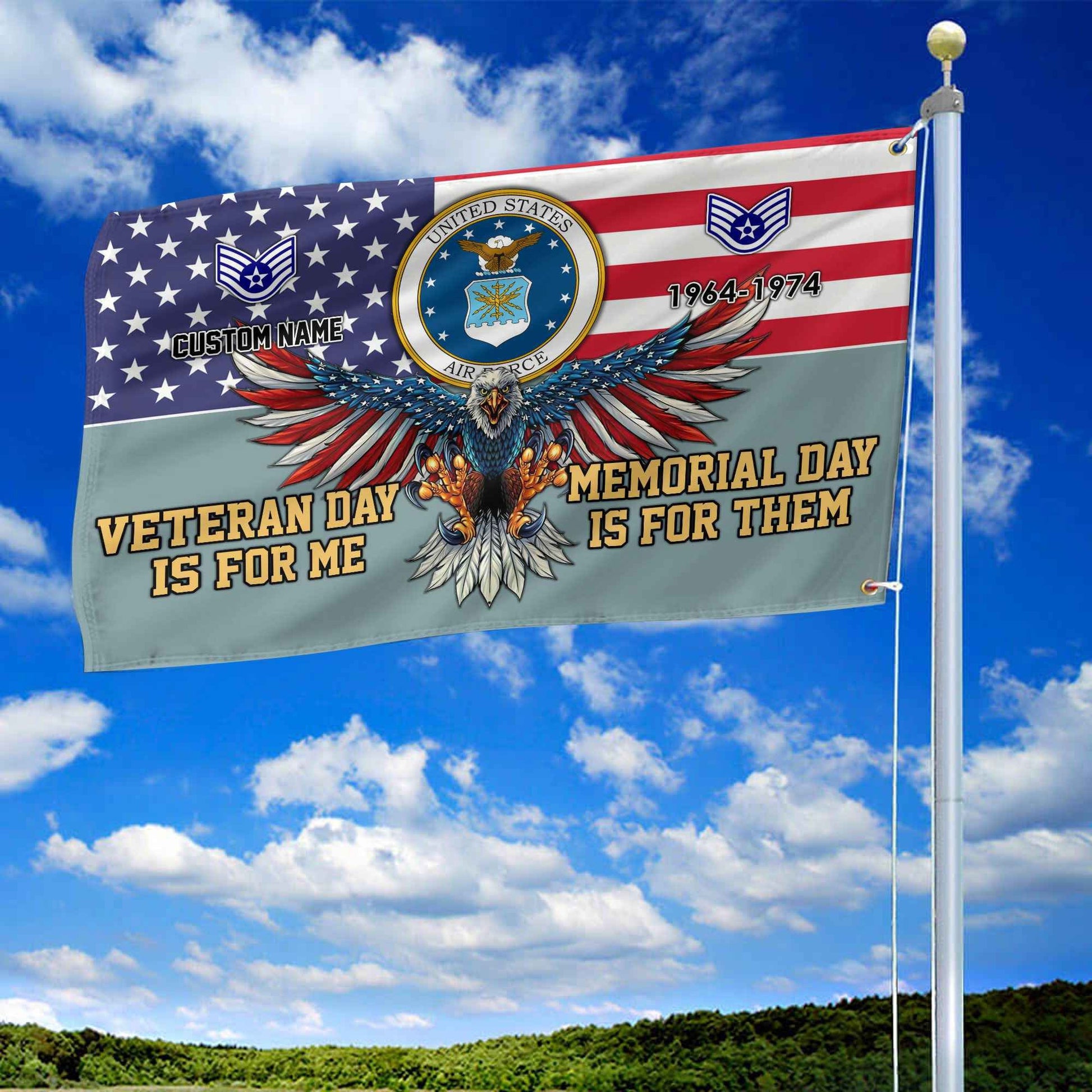 USAF Custom Grommet Flag VPVC106812, Gifts For Air Force Veteran, Best Gifts On Father's Day, Armed Forces Day, Independence Day, Veterans Day.