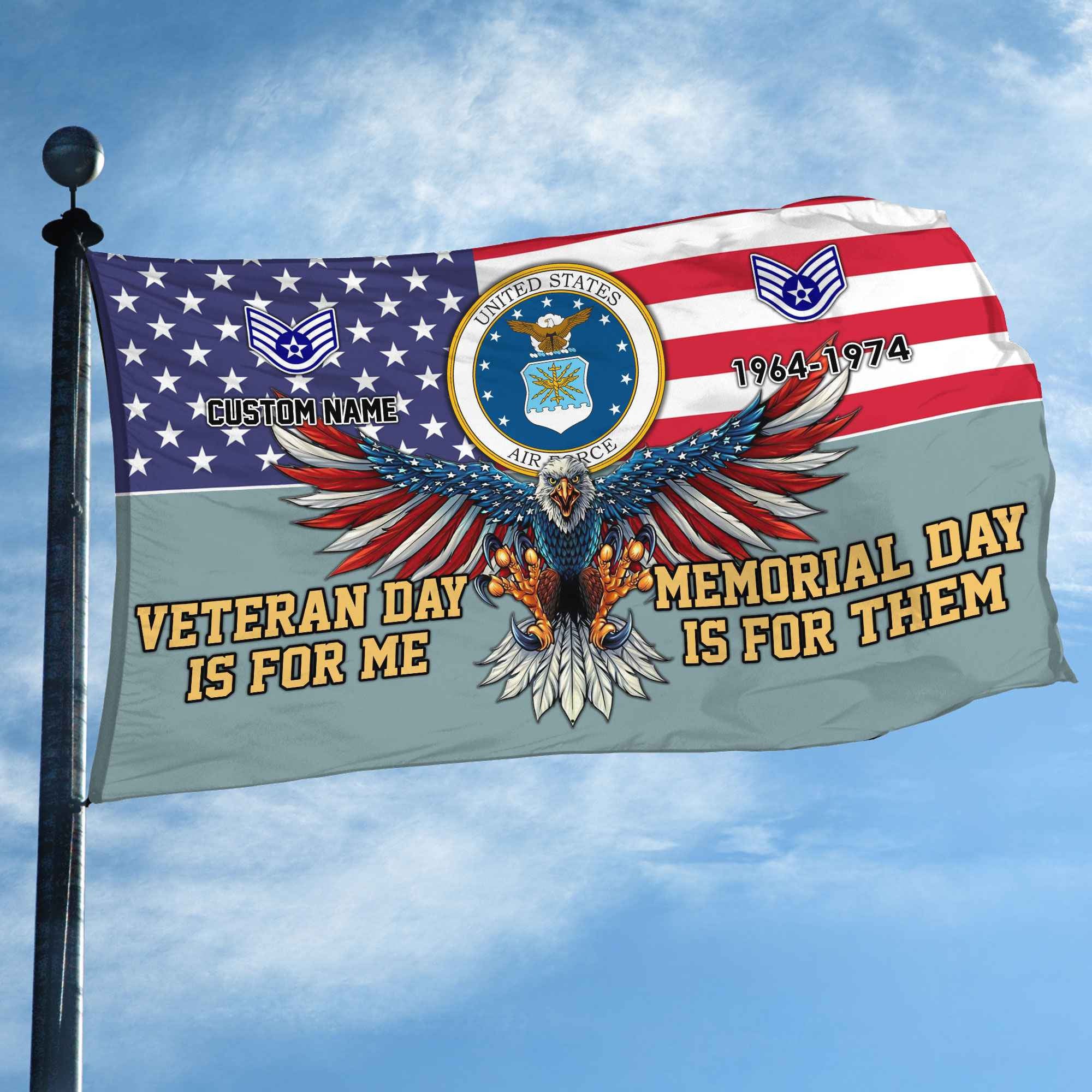 USAF Custom Grommet Flag VPVC106812, Gifts For Air Force Veteran, Best Gifts On Father's Day, Armed Forces Day, Independence Day, Veterans Day.