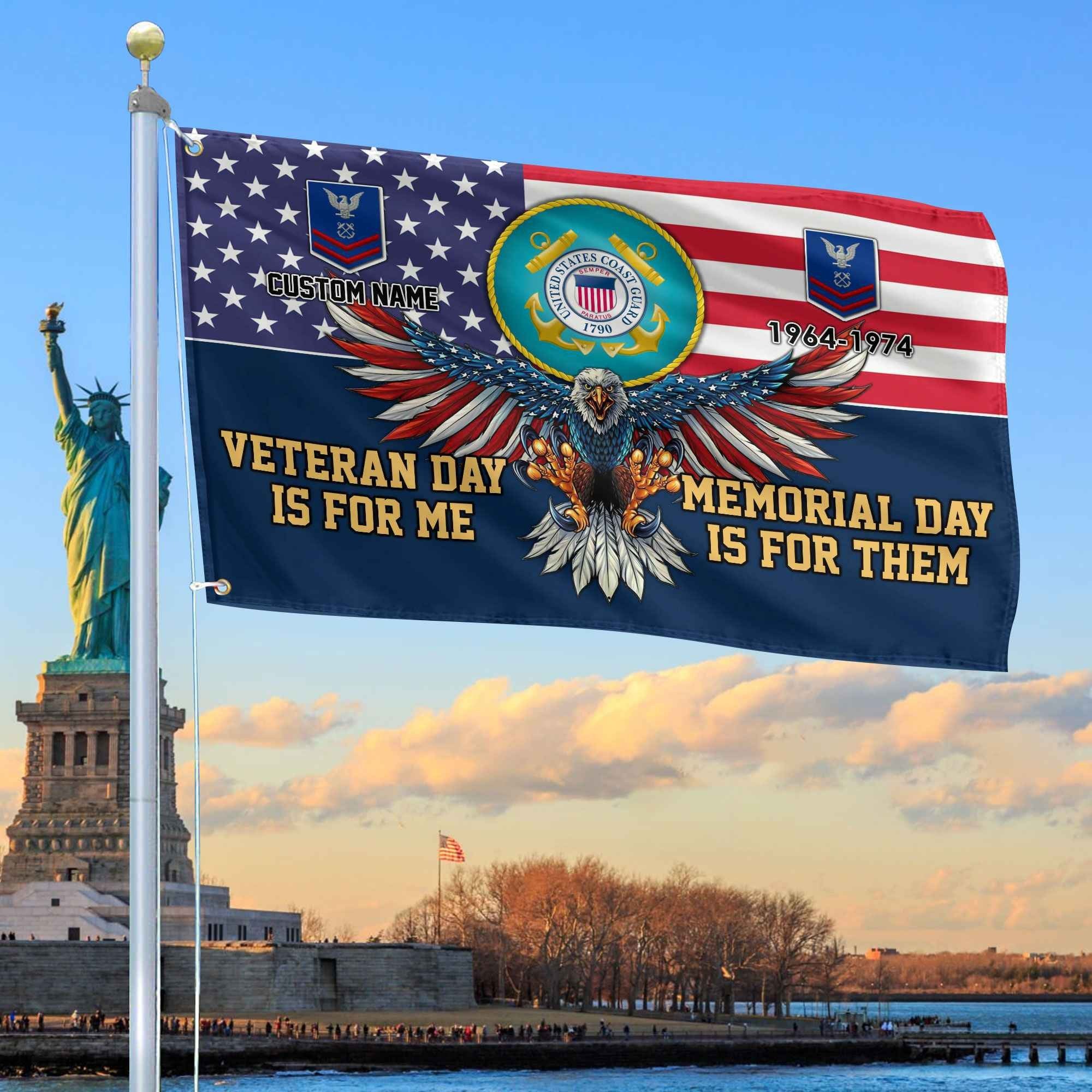 USCG Custom Grommet Flag VPVC106805, Gifts For Coast Guard Veteran, Best Gifts On Father's Day, Armed Forces Day, Independence Day, Veterans Day.