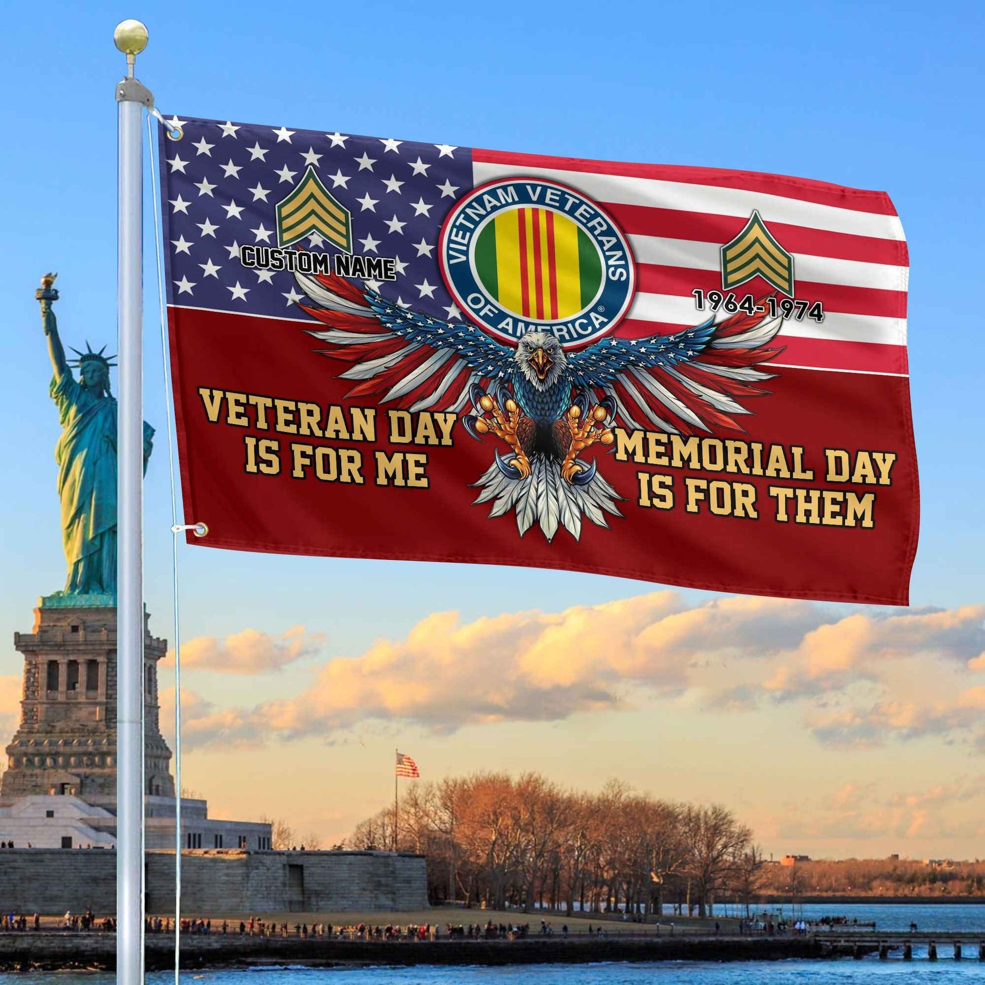 Vietnam Veteran Custom Grommet Flag VPVC106806, Gifts For Vietnam Veteran, Best Gifts On Father's Day, Armed Forces Day, Independence Day, Veterans Day.