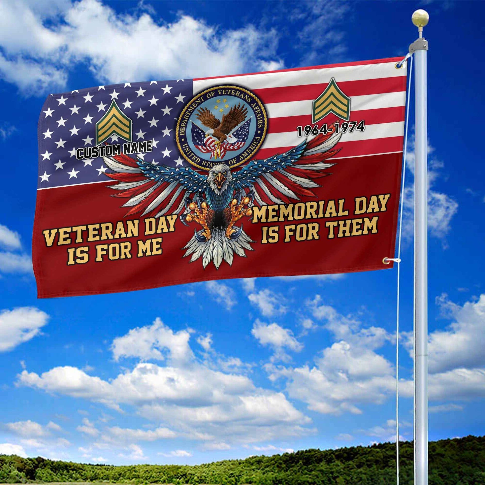 US Veteran Custom Grommet Flag VPVC106807, Gifts For US Veteran, Best Gifts On Father's Day, Armed Forces Day, Independence Day, Veterans Day.