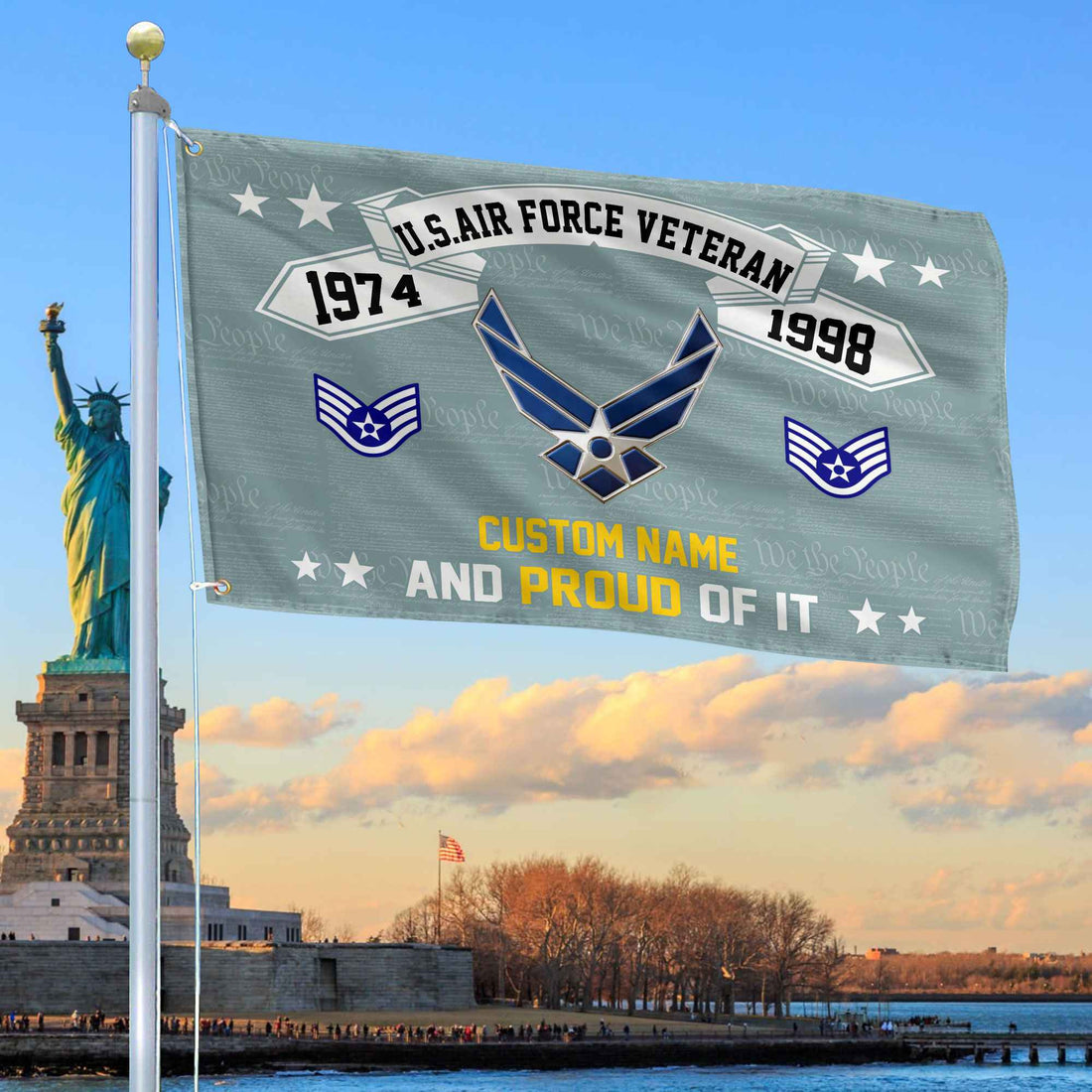 Unique Custom Name, Rank, Year USAF Grommet Flag VPVC107004, Gifts For Airforce Veteran, Gifts For Dad, For Husband, Best Gifts On Father's Day, Independence Day, Veterans Day.