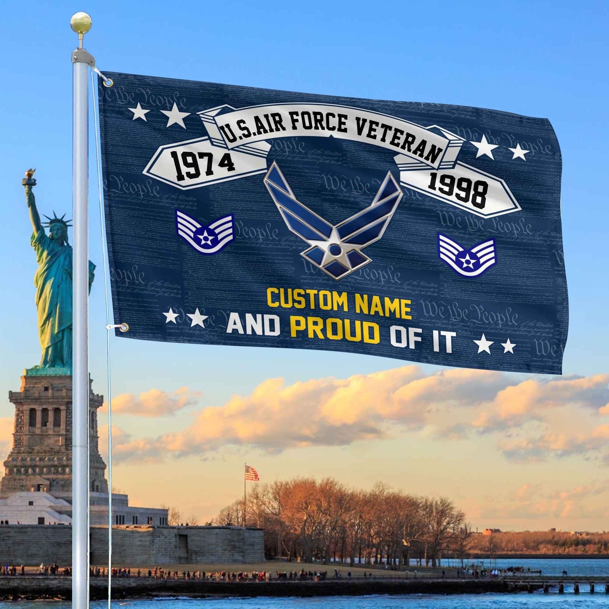 Unique Custom Name, Rank, Year USAF Grommet Flag VPVC107012, Gifts For Airforce Veteran, Gifts For Dad, For Husband, Best Gifts On Father's Day, Independence Day, Veterans Day.