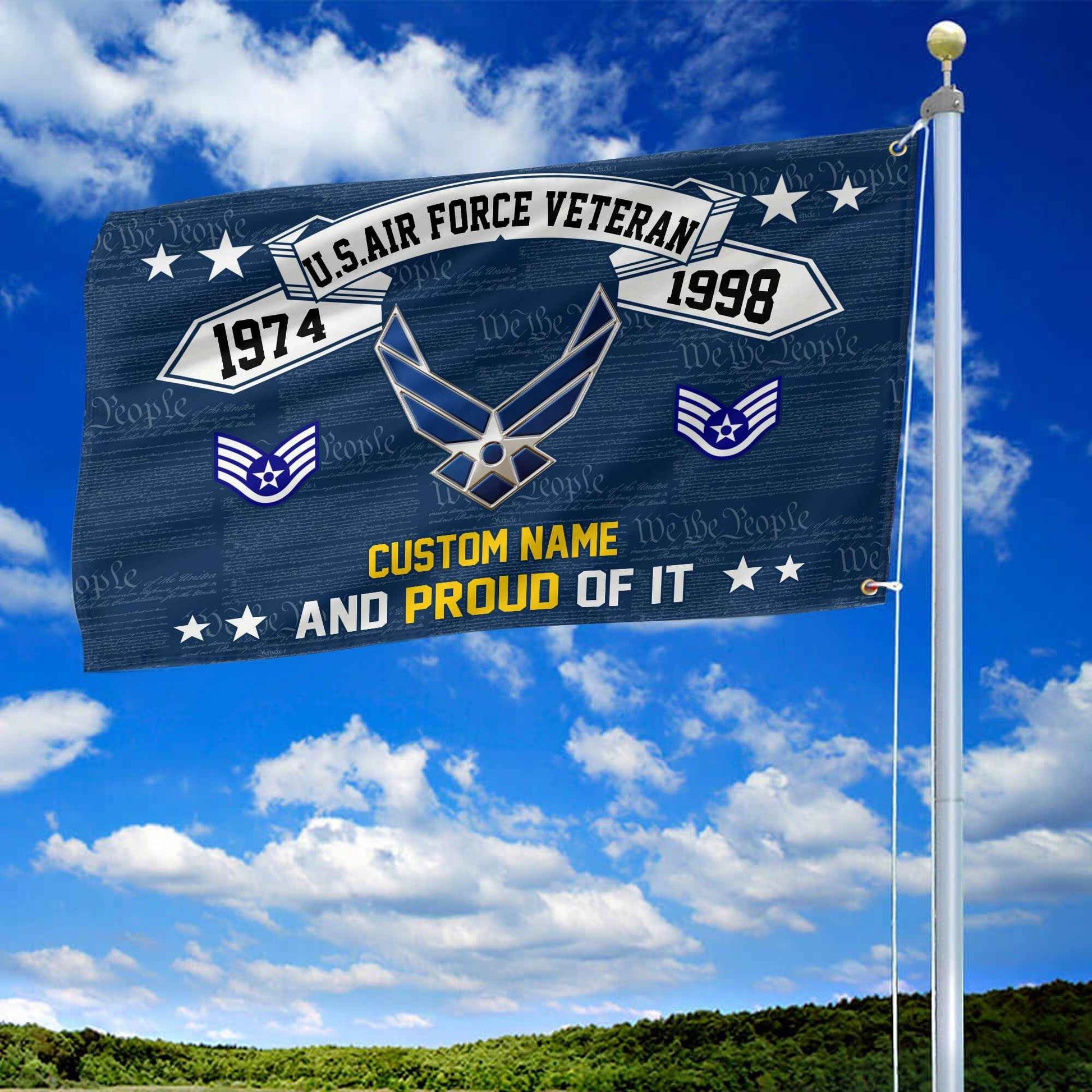 Unique Custom Name, Rank, Year USAF Grommet Flag VPVC107012, Gifts For Airforce Veteran, Gifts For Dad, For Husband, Best Gifts On Father's Day, Independence Day, Veterans Day.