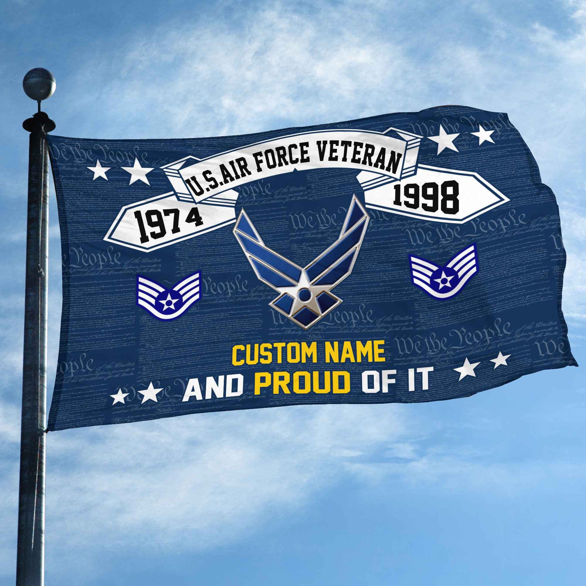 Unique Custom Name, Rank, Year USAF Grommet Flag VPVC107012, Gifts For Airforce Veteran, Gifts For Dad, For Husband, Best Gifts On Father's Day, Independence Day, Veterans Day.