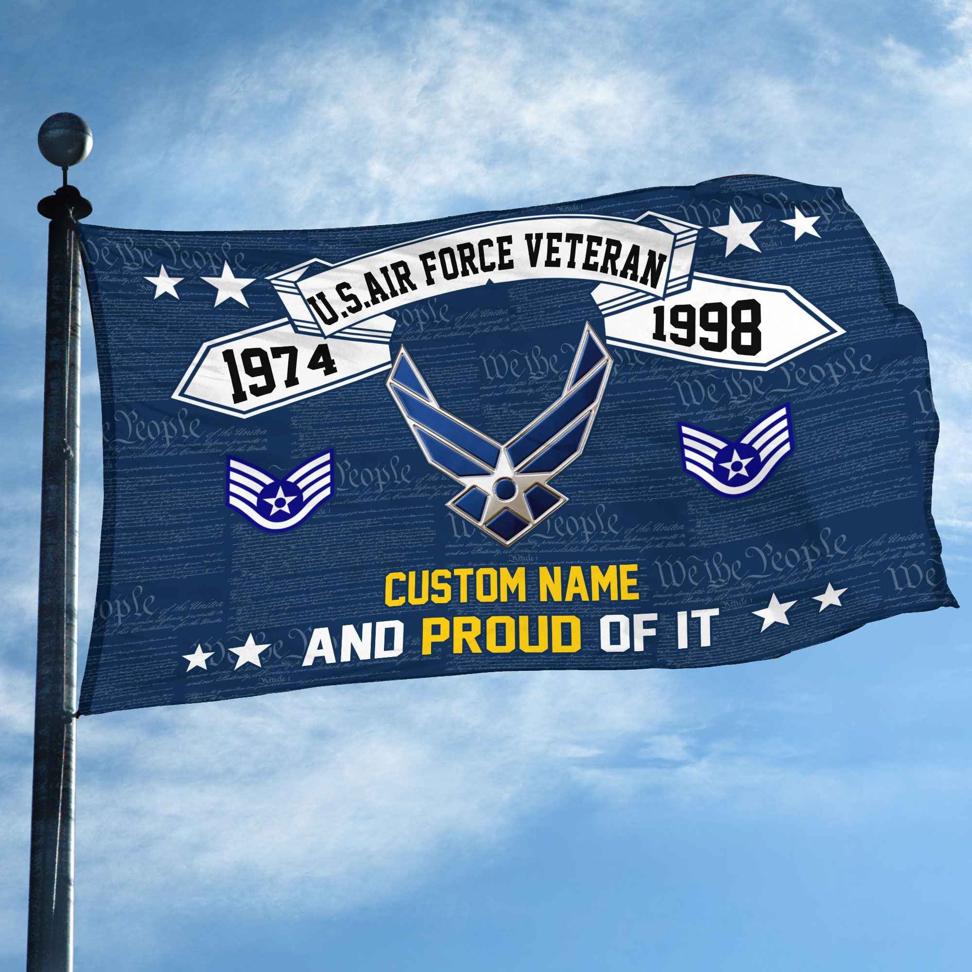 Unique Custom Name, Rank, Year USAF Grommet Flag VPVC107012, Gifts For Airforce Veteran, Gifts For Dad, For Husband, Best Gifts On Father's Day, Independence Day, Veterans Day.