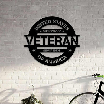 Premium US Veteran Metal Signs VPVC901149, Gifts For US Veterans, Veteran Sign Our Service Never Ends US Army Independence Day Veteran Day Patriotic Decor Gift