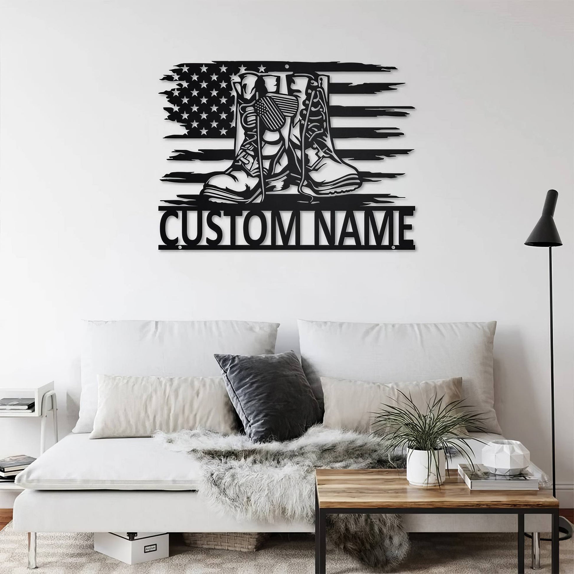 Premium Custom US Veteran Metal Signs VPVC901154, Gifts For US Veteran, US Combat Boots Metal Wall Art Personalized Metal Name Signs Gift for Veteran Home Decor