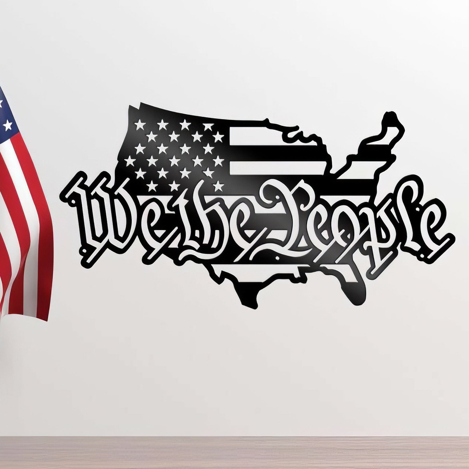 Premium US Veteran Metal Signs VPVC901156, Gifts For US Veteran, We the People USA Outline Map Stars and Stripes Sign Independence Day Veteran Day Patriotic Decor