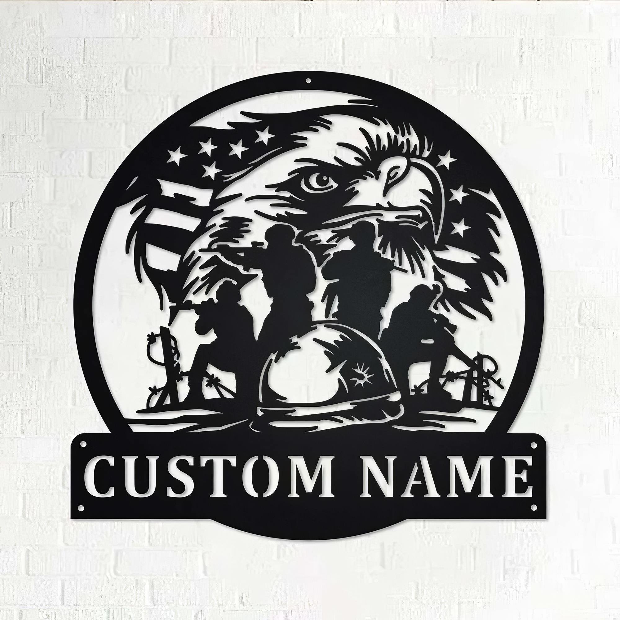 Premium Custom US Veteran Metal Signs VPVC901157, Gifts For US Veteran, US Eagle Soldier Metal Sign Patriotic Gift for Veteran Dad Grandpa