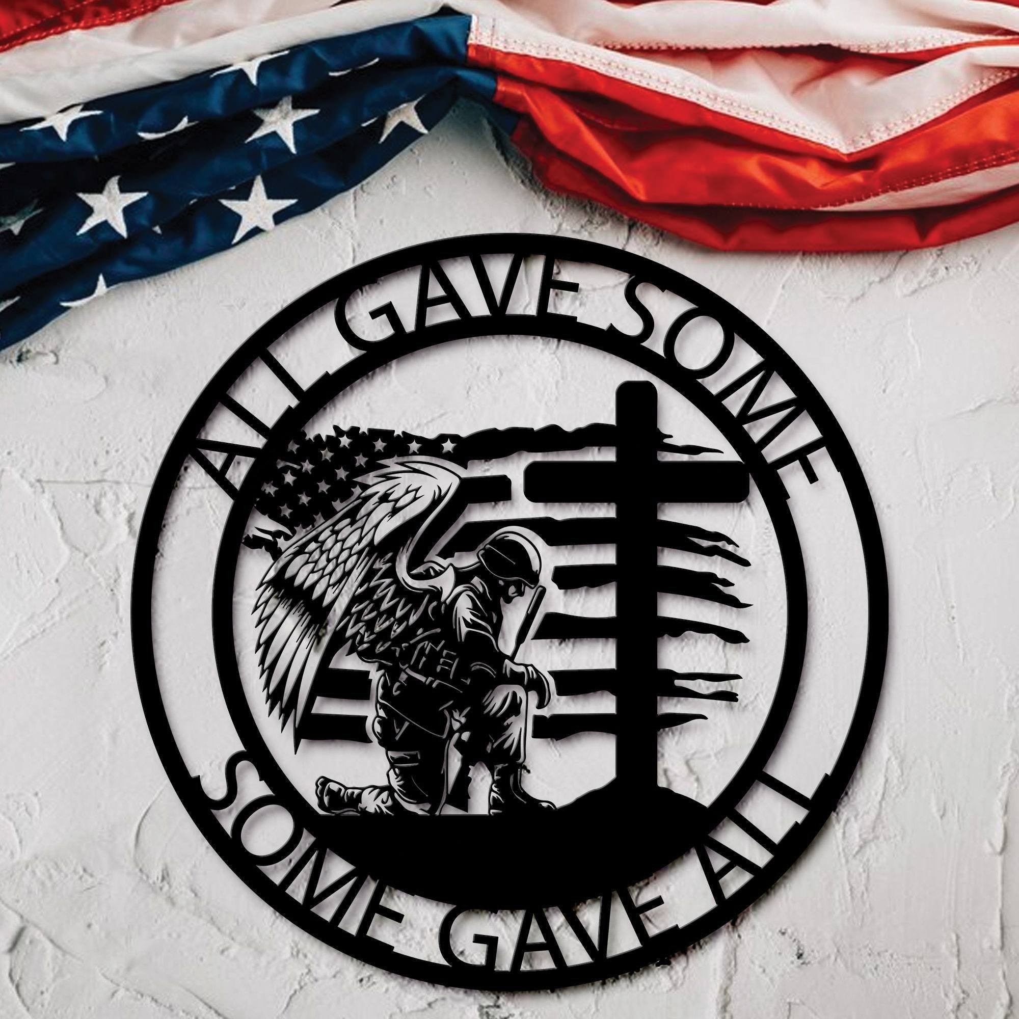 Premium US Veteran Metal Signs VPVC901178, Gifts For US Veteran, All Gave Some,Some Gave All Metal Sign, Veterans Inspired Decor, USA Flag and Military Memorial Metal Gift, Veteran Patriotic Garden Sign