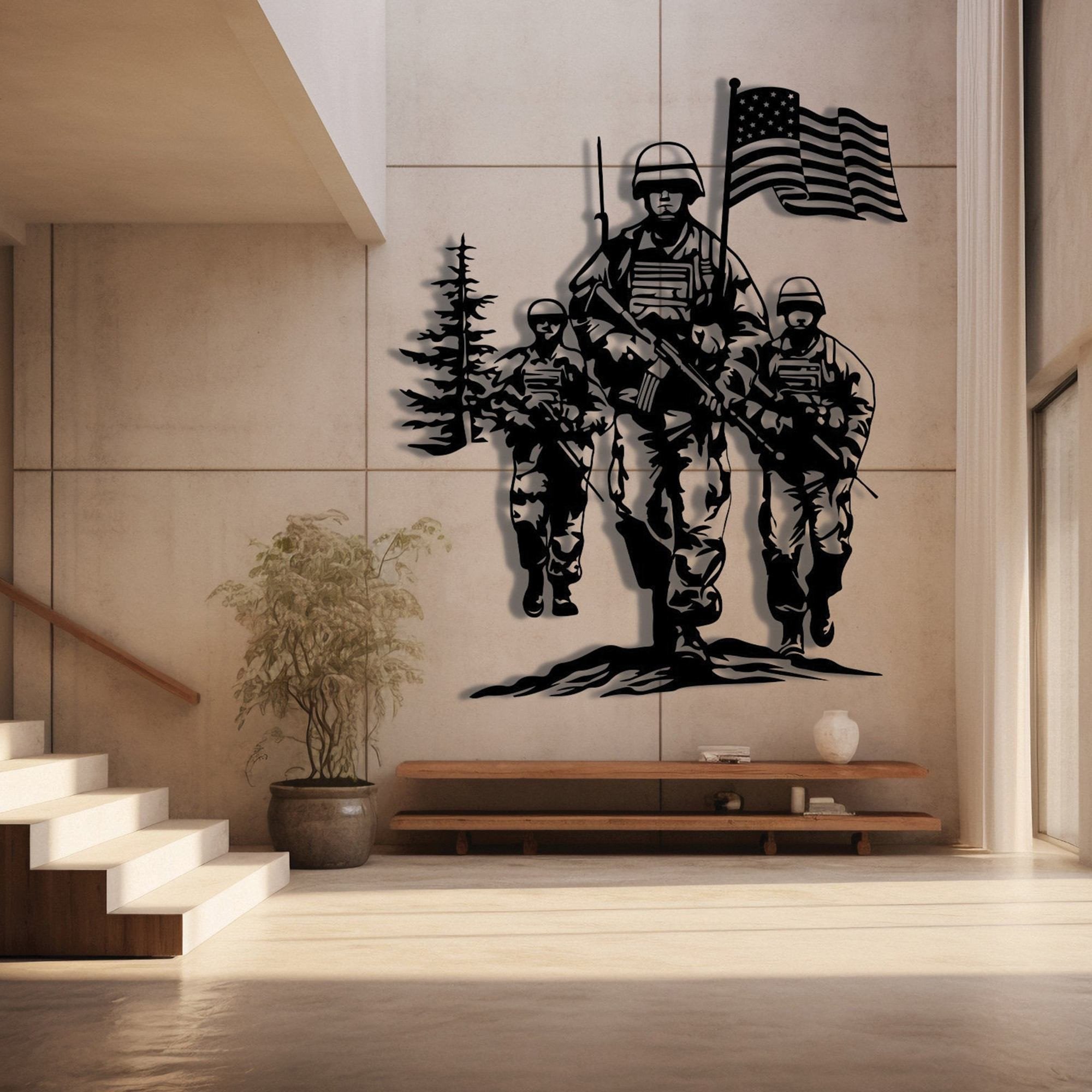 Premium US Veteran Metal Signs VPVC901184, Gifts For US Veteran, Military Design with Soldiers Metal Wall Art, USA Army Sign, Veteran Patriotic Decoration, Metal 4th Fourth of July Signs