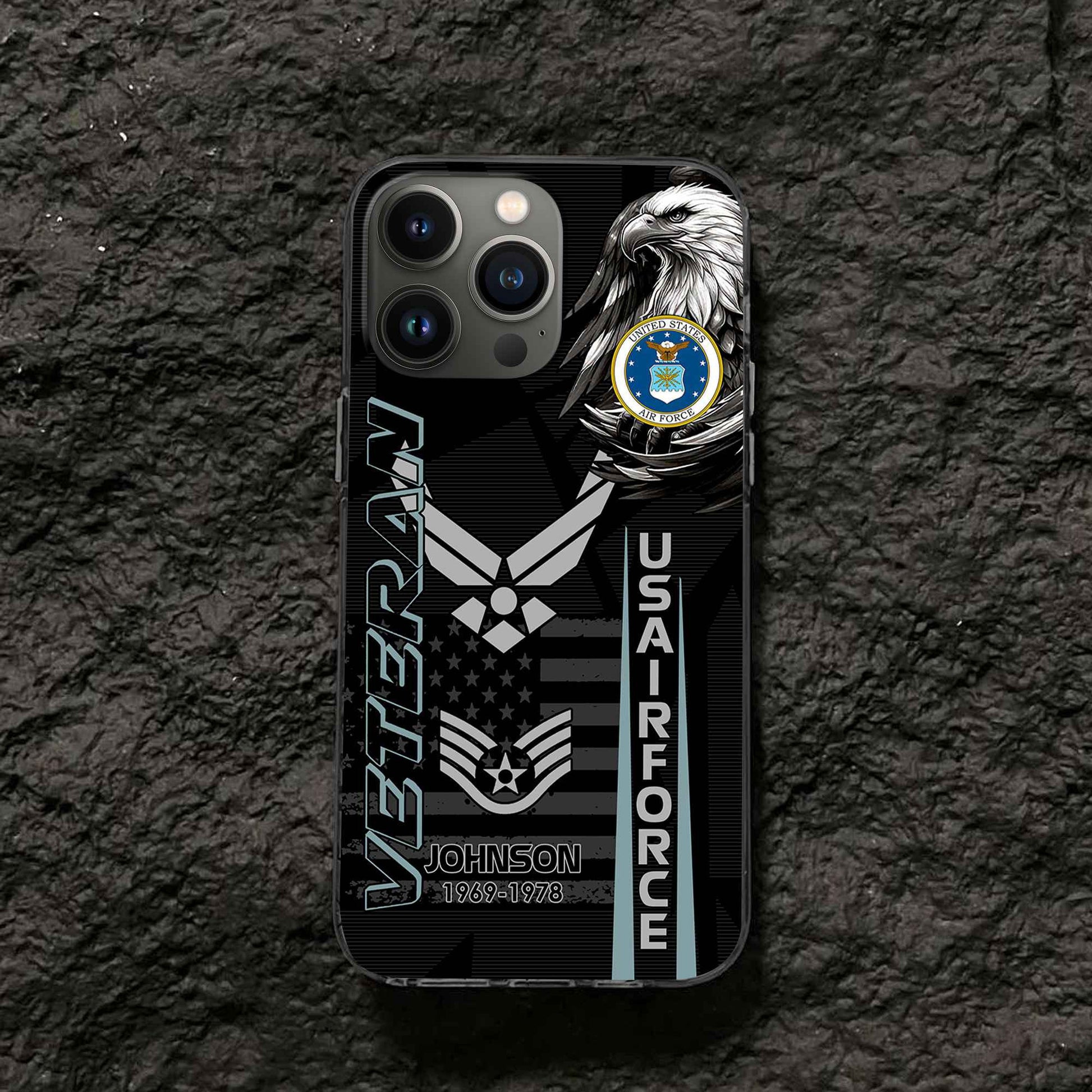 Unique Custom Name, Rank, Year USAF Phone Case VPVC503204, Gifts For Air Force Veteran, Gifts For Dad, For Husband, Best Gifts On Father's Day, Independence Day, Veterans Day.