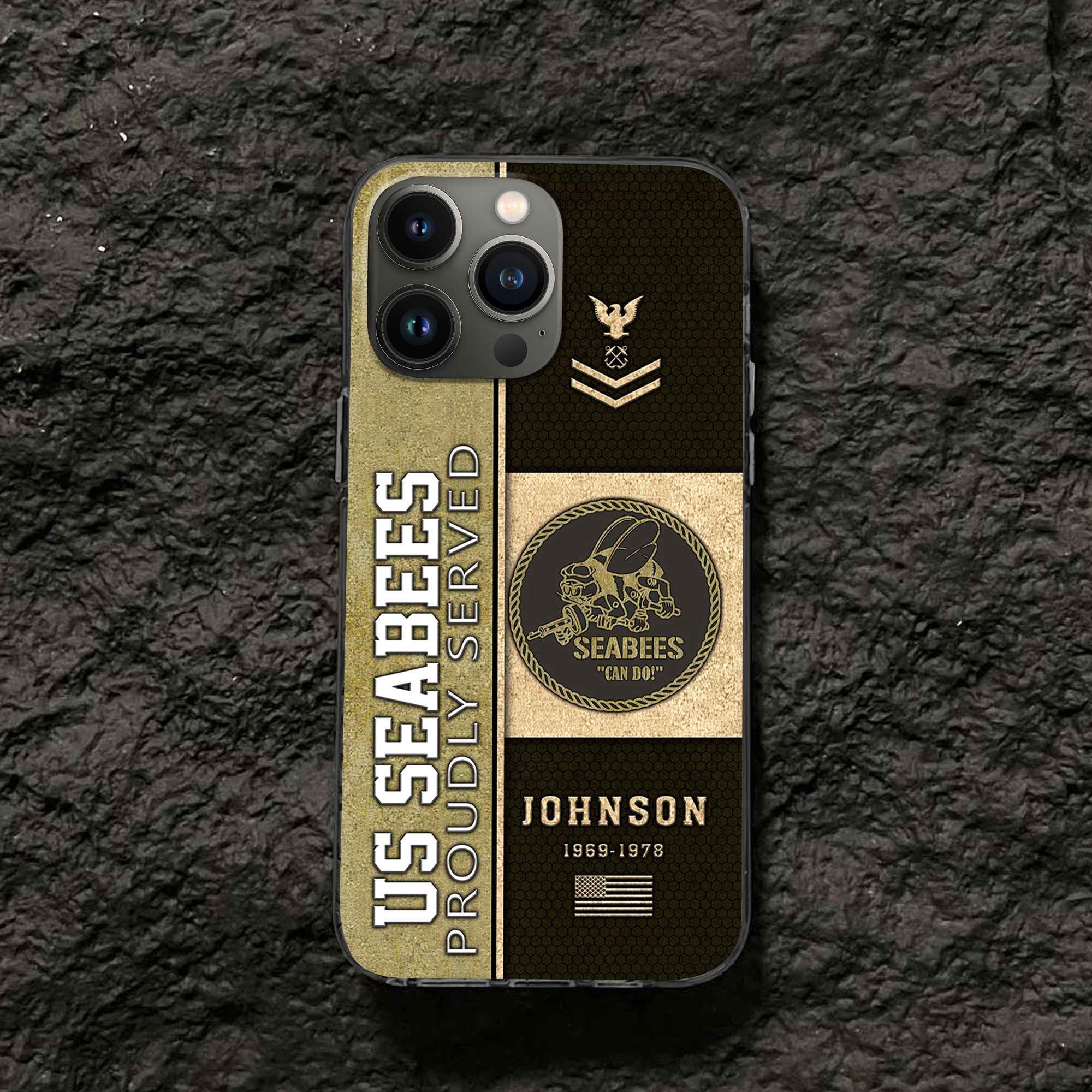 US Seabees Custom Phone Case VPVC503909, Gifts For Seabees Veteran, Best Gifts On Father's Day, Armed Forces Day, Independence Day, Veterans Day.