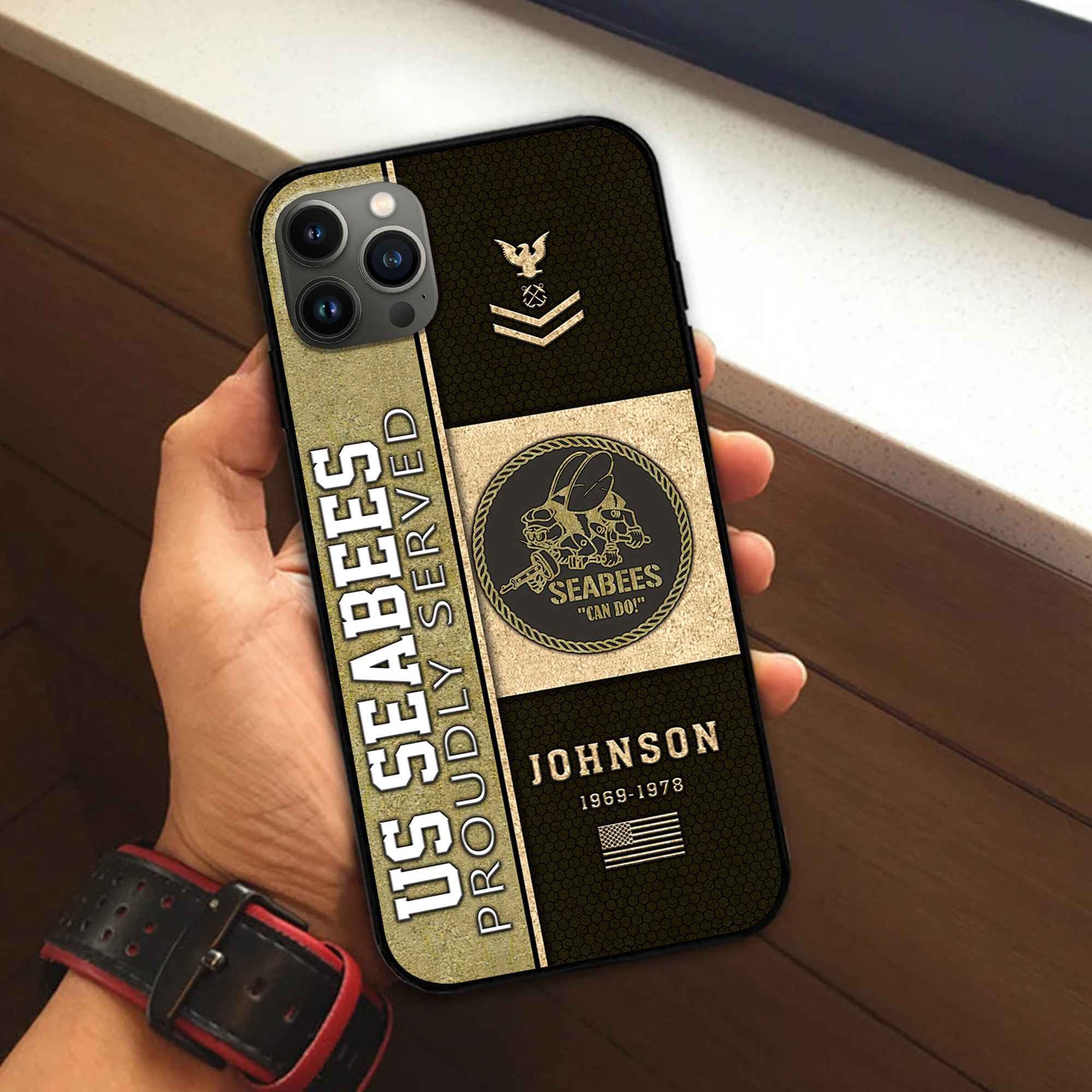 US Seabees Custom Phone Case VPVC503909, Gifts For Seabees Veteran, Best Gifts On Father's Day, Armed Forces Day, Independence Day, Veterans Day.