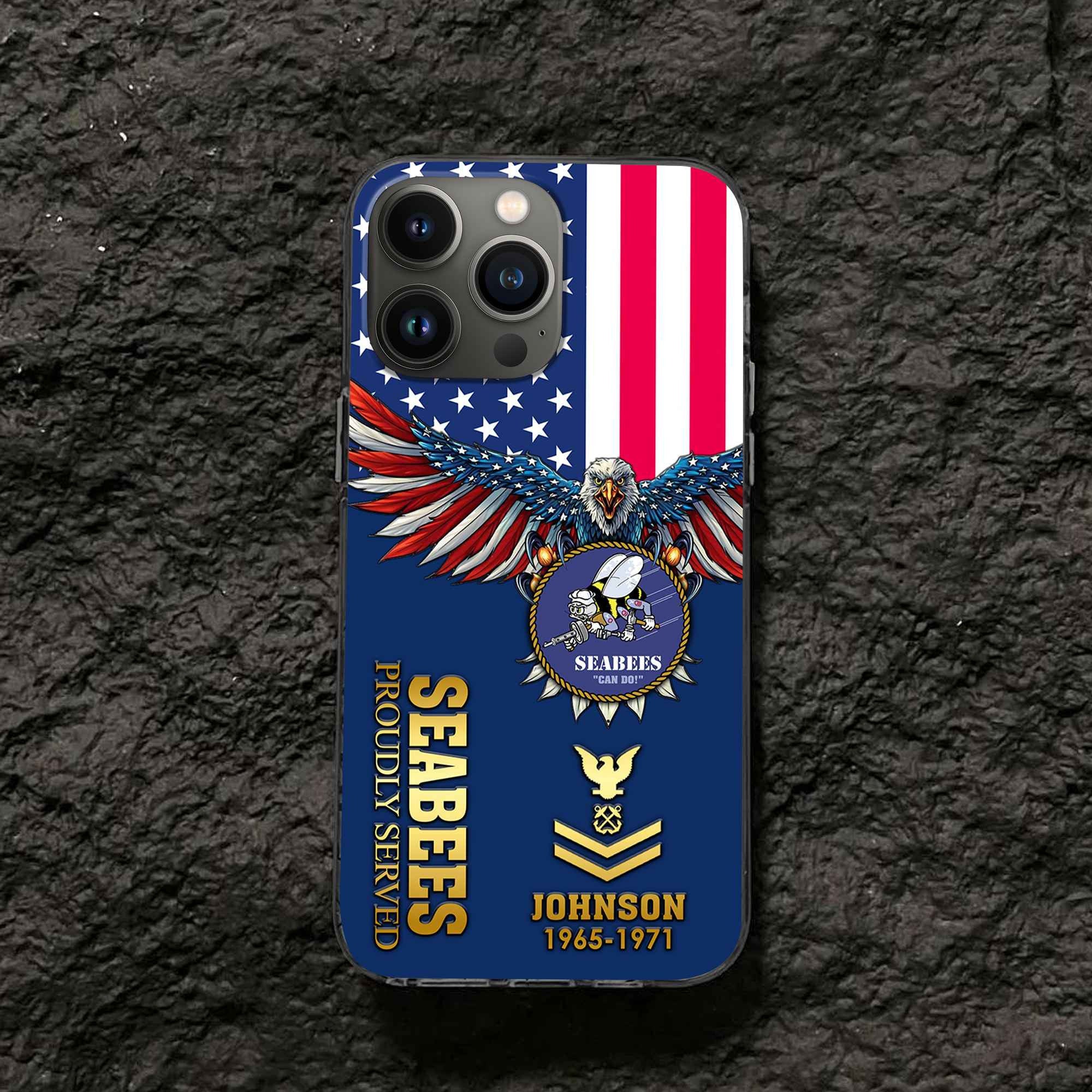 US Seabees Custom Phone Case VPVC505409, Gifts For Seabees Veteran, Best Gifts On Father's Day, Armed Forces Day, Independence Day, Veterans Day.