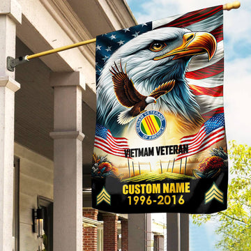 Premium Custom Name, Rank Vietnam Veteran Flag VPVC110206, Gift For Vietnam Veteran, American Flag, Patriotic Flag, Garden Flag, House Flag, Best Gifts On Father's Day, Independence Day, Veterans Day.