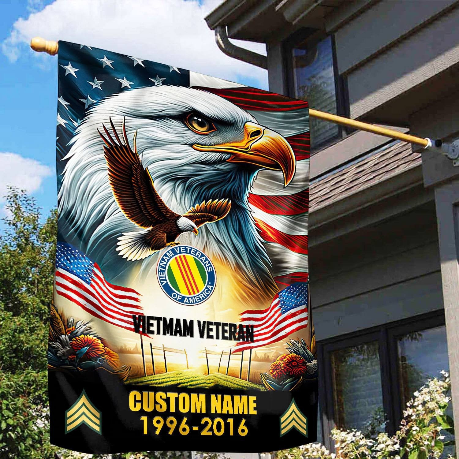 Premium Custom Name, Rank Vietnam Veteran Flag VPVC110206, Gift For Vietnam Veteran, American Flag, Patriotic Flag, Garden Flag, House Flag, Best Gifts On Father's Day, Independence Day, Veterans Day.