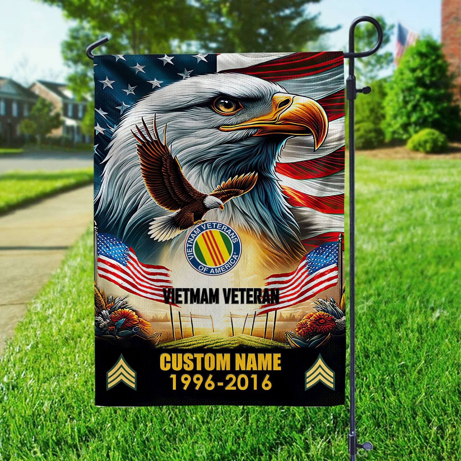 Premium Custom Name, Rank Vietnam Veteran Flag VPVC110206, Gift For Vietnam Veteran, American Flag, Patriotic Flag, Garden Flag, House Flag, Best Gifts On Father's Day, Independence Day, Veterans Day.