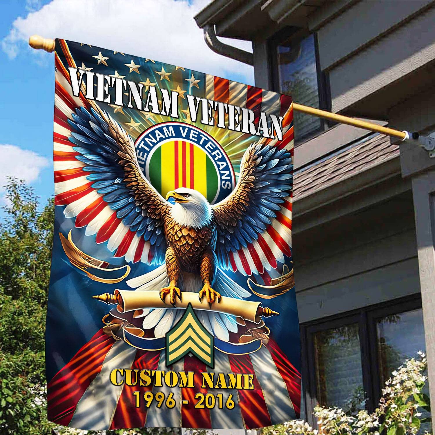 Premium Custom Name, Rank Vietnam Veteran Flag VPVC110306, Gift For Vietnam Veteran, American Flag, Patriotic Flag, Garden Flag, House Flag, Best Gifts On Father's Day, Independence Day, Veterans Day.