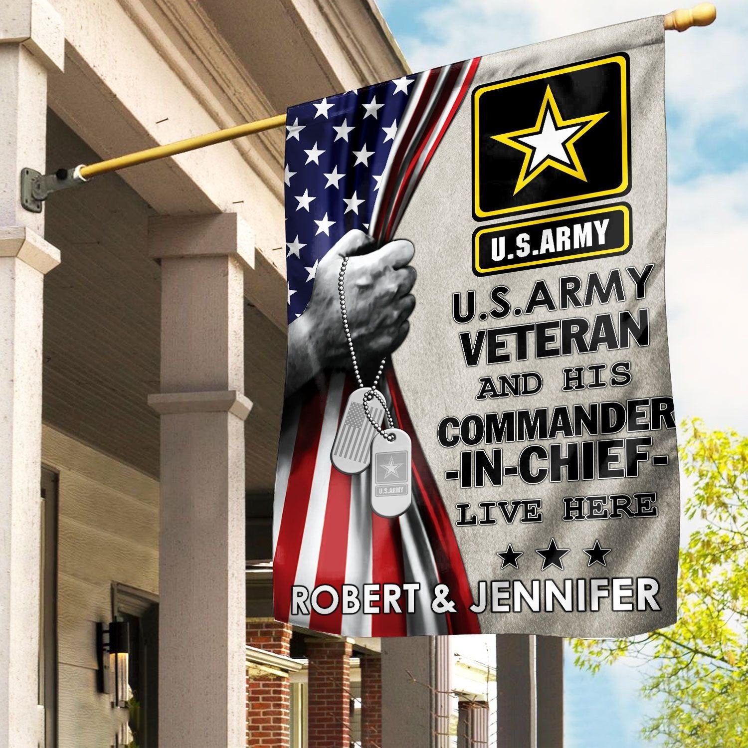 US Army Flag VPVC110501, Custom Name, Gift For Army Veteran, American Flag, Patriotic Flag, Garden Flag, House Flag, Best Gifts On Father's Day, Independence Day, Veterans Day.