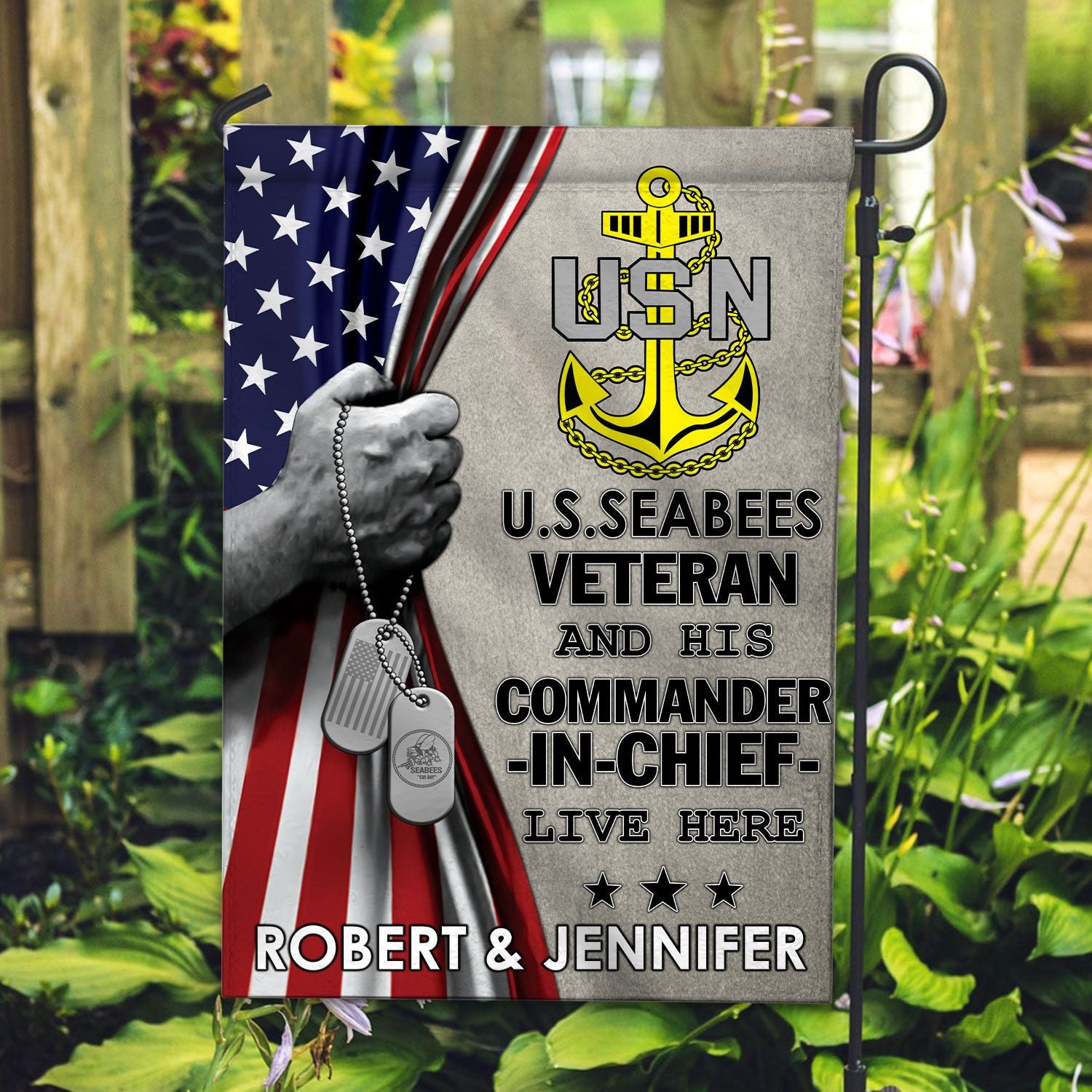 US Seabees Veteran Flag VPVC110509, Custom Name, Gift For Seabees Veteran, American Flag, Patriotic Flag, Garden Flag, House Flag, Best Gifts On Father's Day, Independence Day, Veterans Day.