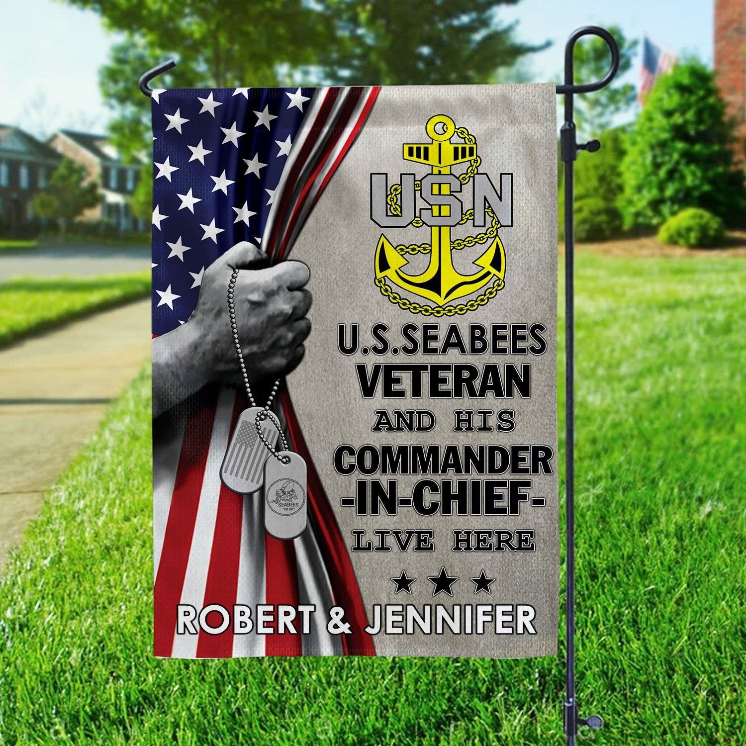 US Seabees Veteran Flag VPVC110509, Custom Name, Gift For Seabees Veteran, American Flag, Patriotic Flag, Garden Flag, House Flag, Best Gifts On Father's Day, Independence Day, Veterans Day.