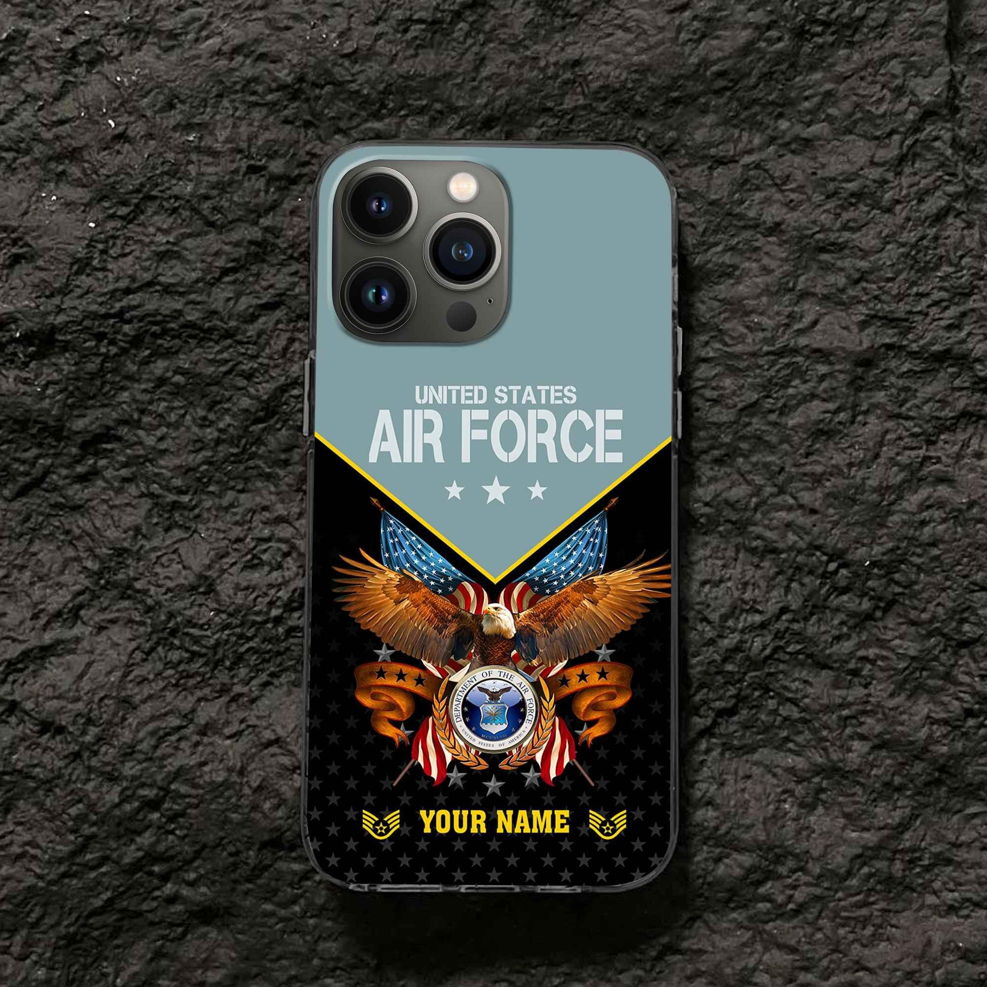 Unique Custom Name, Rank, USAF Phone Case VPVC506204, Gifts For Air Force Veteran, Best Gifts On Father's Day, Independence Day, Veterans Day.