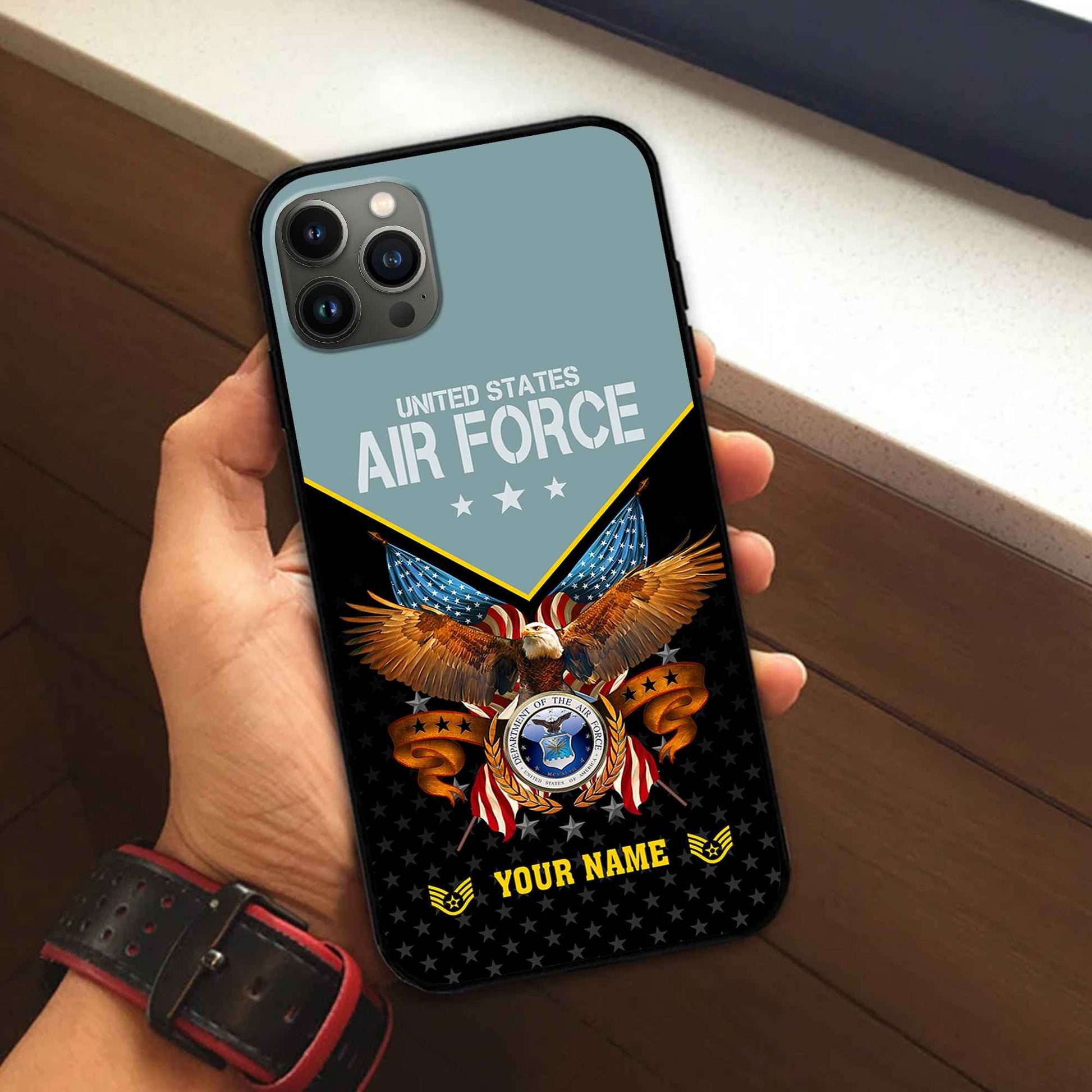 Unique Custom Name, Rank, USAF Phone Case VPVC506204, Gifts For Air Force Veteran, Best Gifts On Father's Day, Independence Day, Veterans Day.