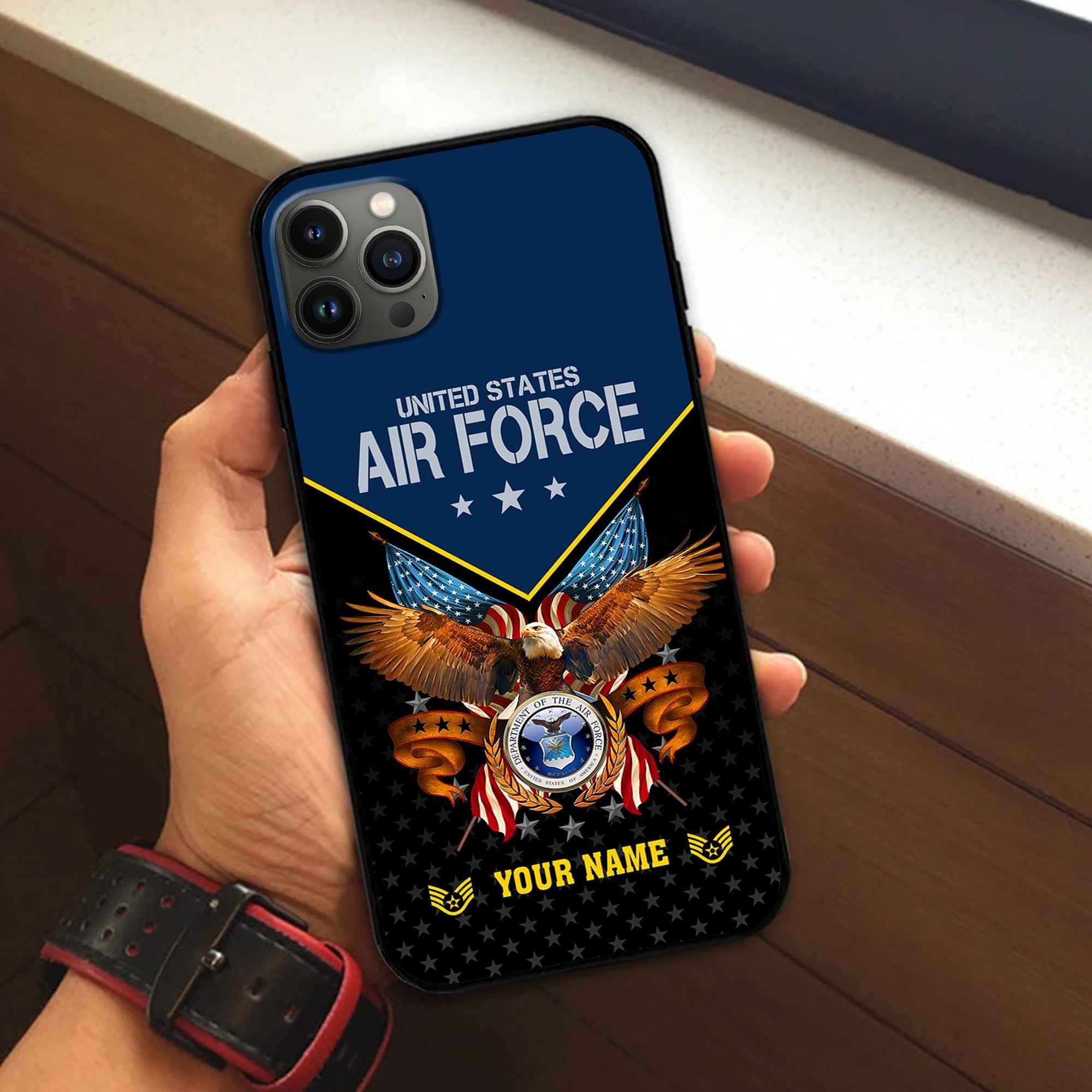 Unique Custom Name, Rank, USAF Phone Case VPVC506212, Gifts For Air Force Veteran, Best Gifts On Father's Day, Independence Day, Veterans Day.