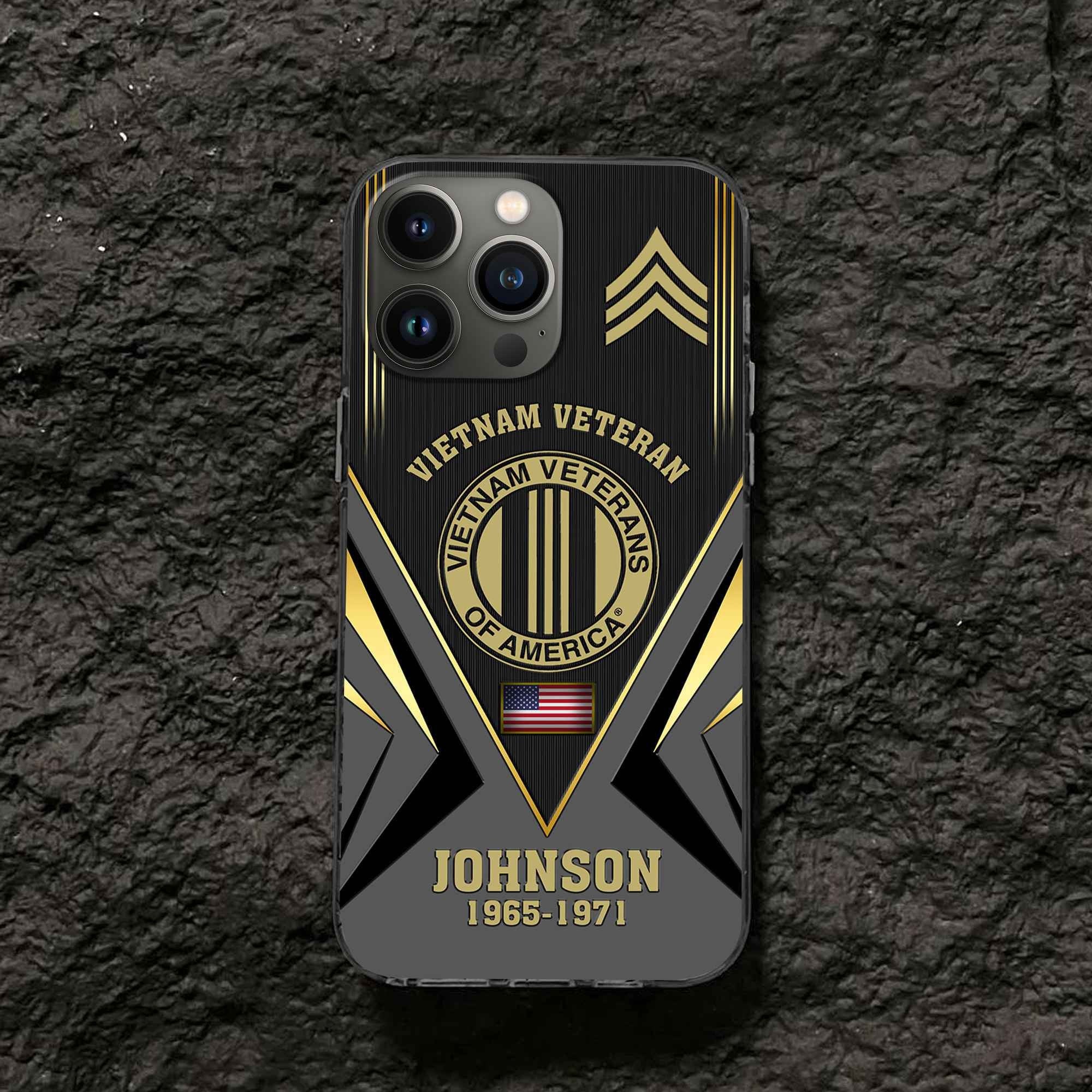 Unique Custom Name, Rank, Year, Vietnam Veteran Phone Case VPVC506806, Gifts For Vietnam Veteran, Best Gifts On Father's Day, Independence Day, Veterans Day.