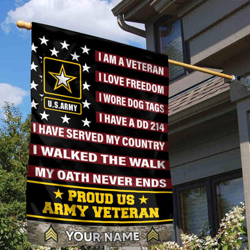 US Army Veteran Flag VPVC112001, Custom Name, Rank, Gift For Army Veteran, American Flag, Patriotic Flag, Garden Flag, House Flag