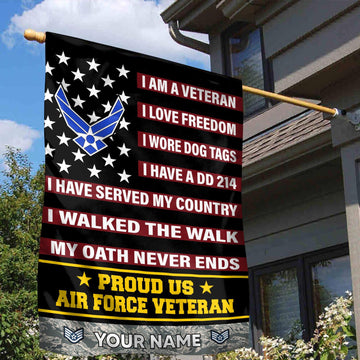 USAF Veteran Flag VPVC112004, Custom Name, Rank, Gift For Air Force Veteran, American Flag, Patriotic Flag, Garden Flag, House Flag