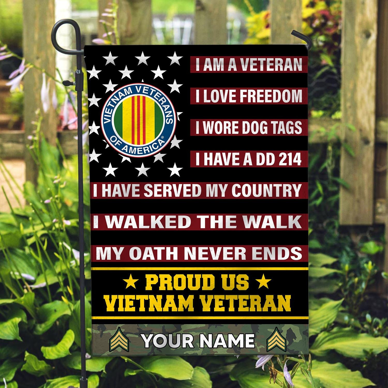 Vietnam Veteran Flag VPVC112006, Custom Name, Rank, Gift For Vietnam Veteran, American Flag, Patriotic Flag, Garden Flag, House Flag