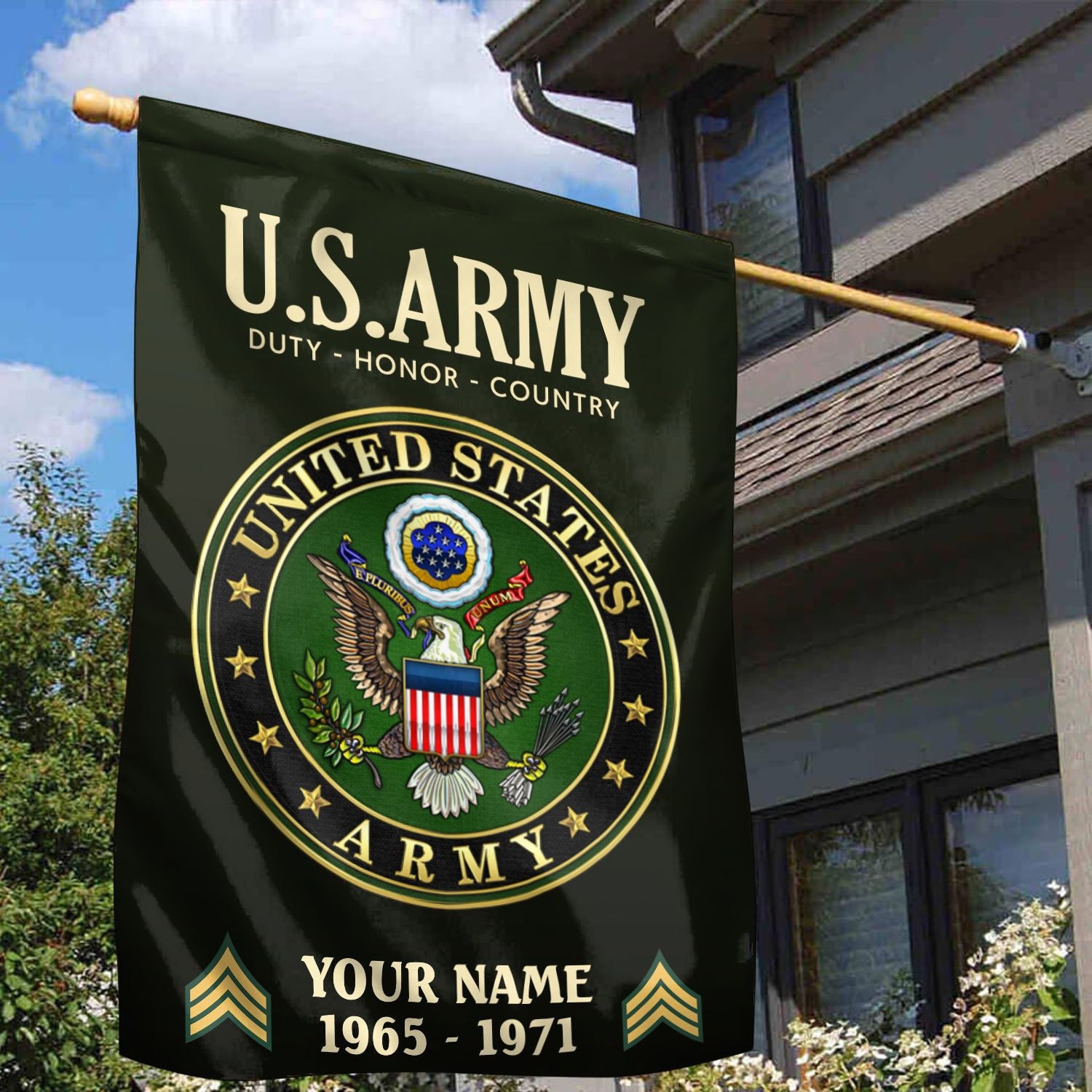 US Army Flag VPVC112201, Custom Name, Rank, Year, Gift For Army Veteran, American Flag, Patriotic Flag, Garden Flag, House Flag