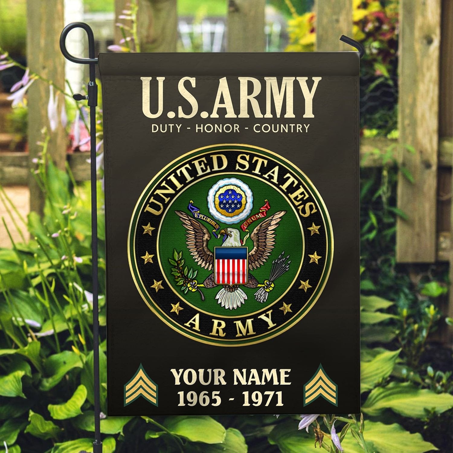US Army Flag VPVC112210, Custom Name, Rank, Year, Gift For Army Veteran, American Flag, Patriotic Flag, Garden Flag, House Flag