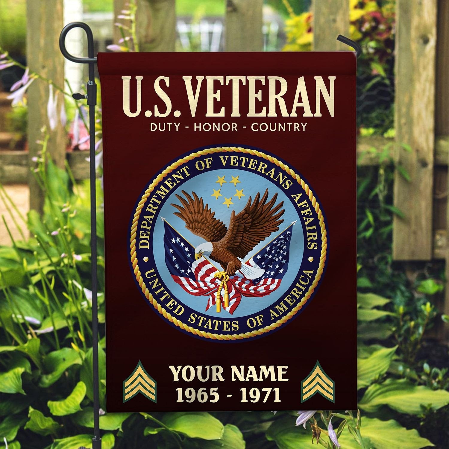 US Veteran Flag VPVC112207, Custom Name, Rank, Year, Gift For US Veteran, American Flag, Patriotic Flag, Garden Flag, House Flag