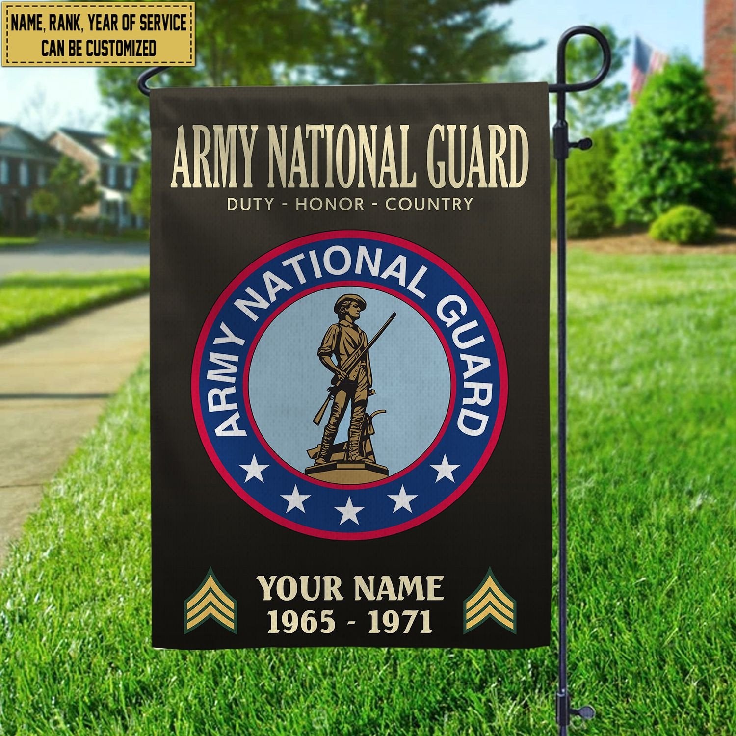 Army National Guard Veteran Flag VPVC112208, Custom Name, Rank, Year, Gift For Army National Guard Veteran, American Flag, Patriotic Flag, Garden Flag, House Flag