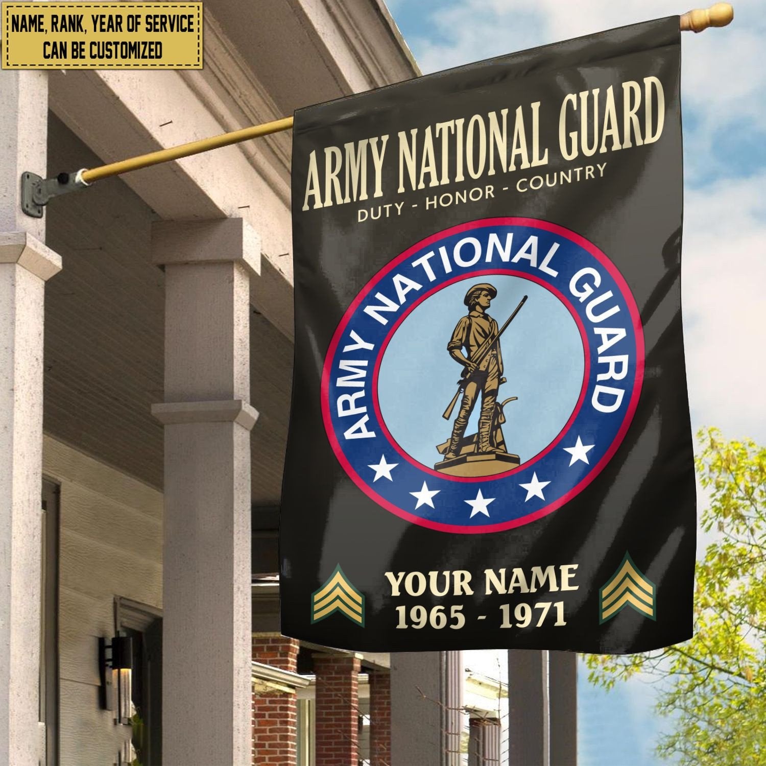 Army National Guard Veteran Flag VPVC112208, Custom Name, Rank, Year, Gift For Army National Guard Veteran, American Flag, Patriotic Flag, Garden Flag, House Flag