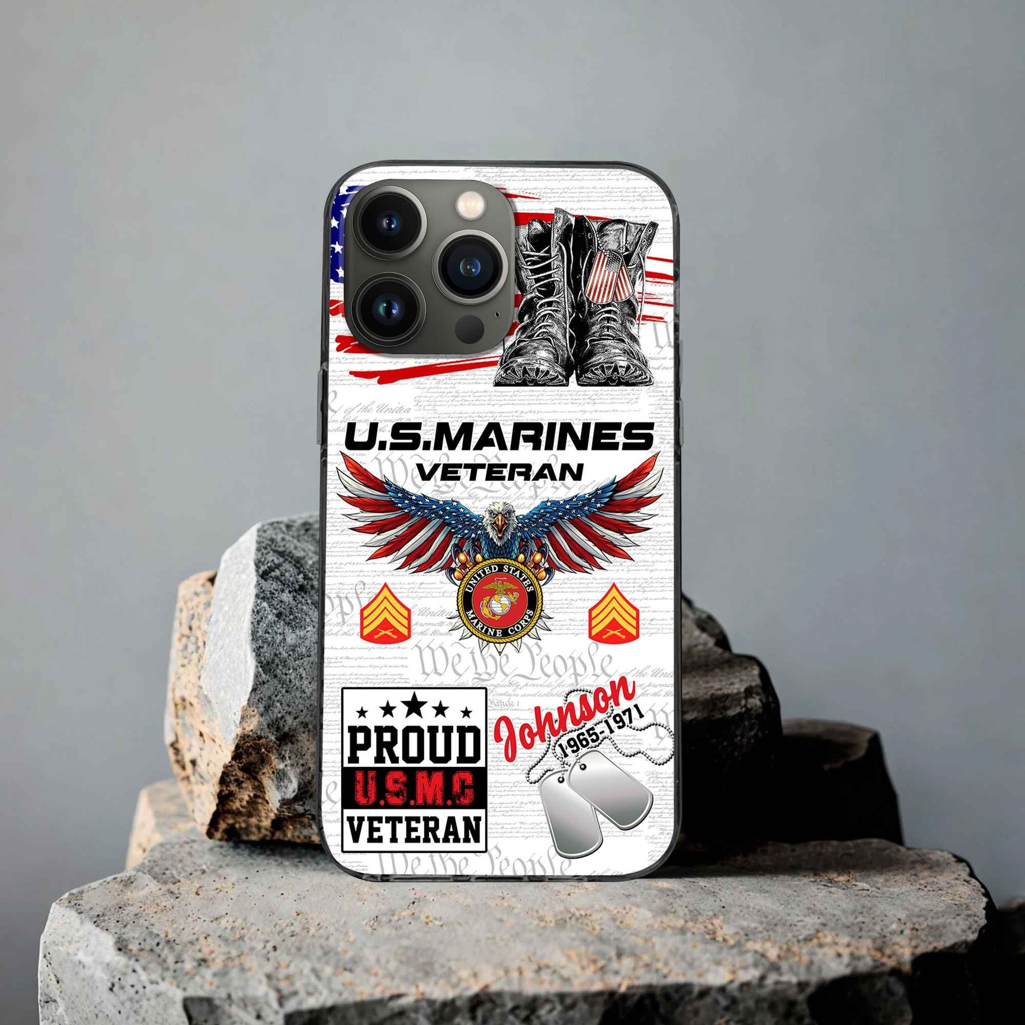 Unique Custom Name, Rank, Year, USMC Phone Case VPVC507303, Gifts For Marine Veteran, Best Gifts On Father's Day, Independence Day, Veterans Day.