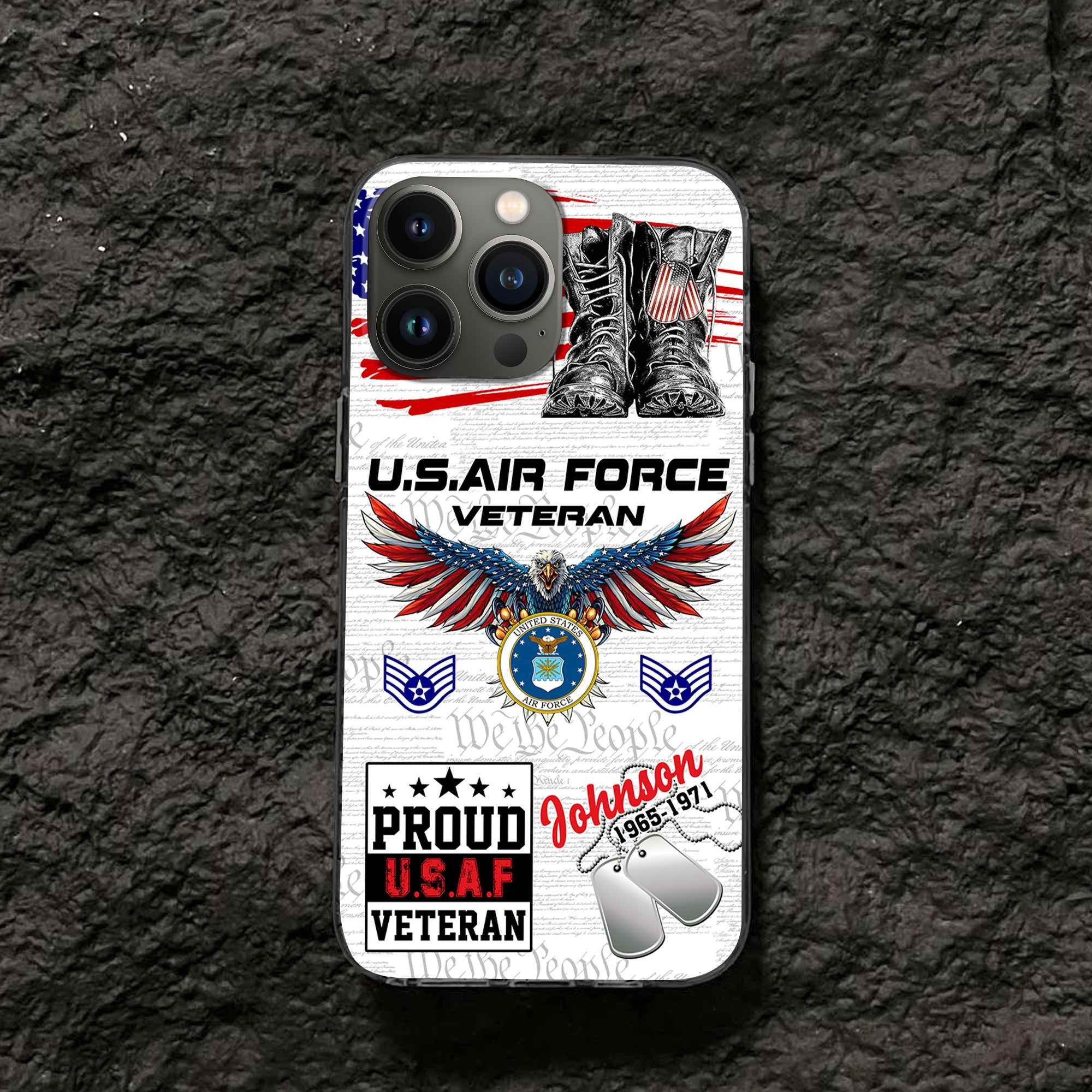 Unique Custom Name, Rank, Year, USAF Phone Case VPVC507304, Gifts For Air Force Veteran, Best Gifts On Father's Day, Independence Day, Veterans Day.