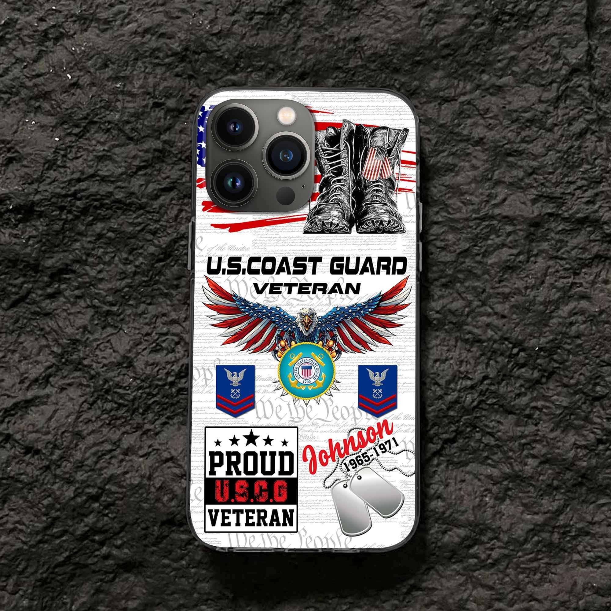 Unique Custom Name, Rank, Year, USCG Phone Case VPVC507305, Gifts For Coast Guard Veteran, Best Gifts On Father's Day, Independence Day, Veterans Day.