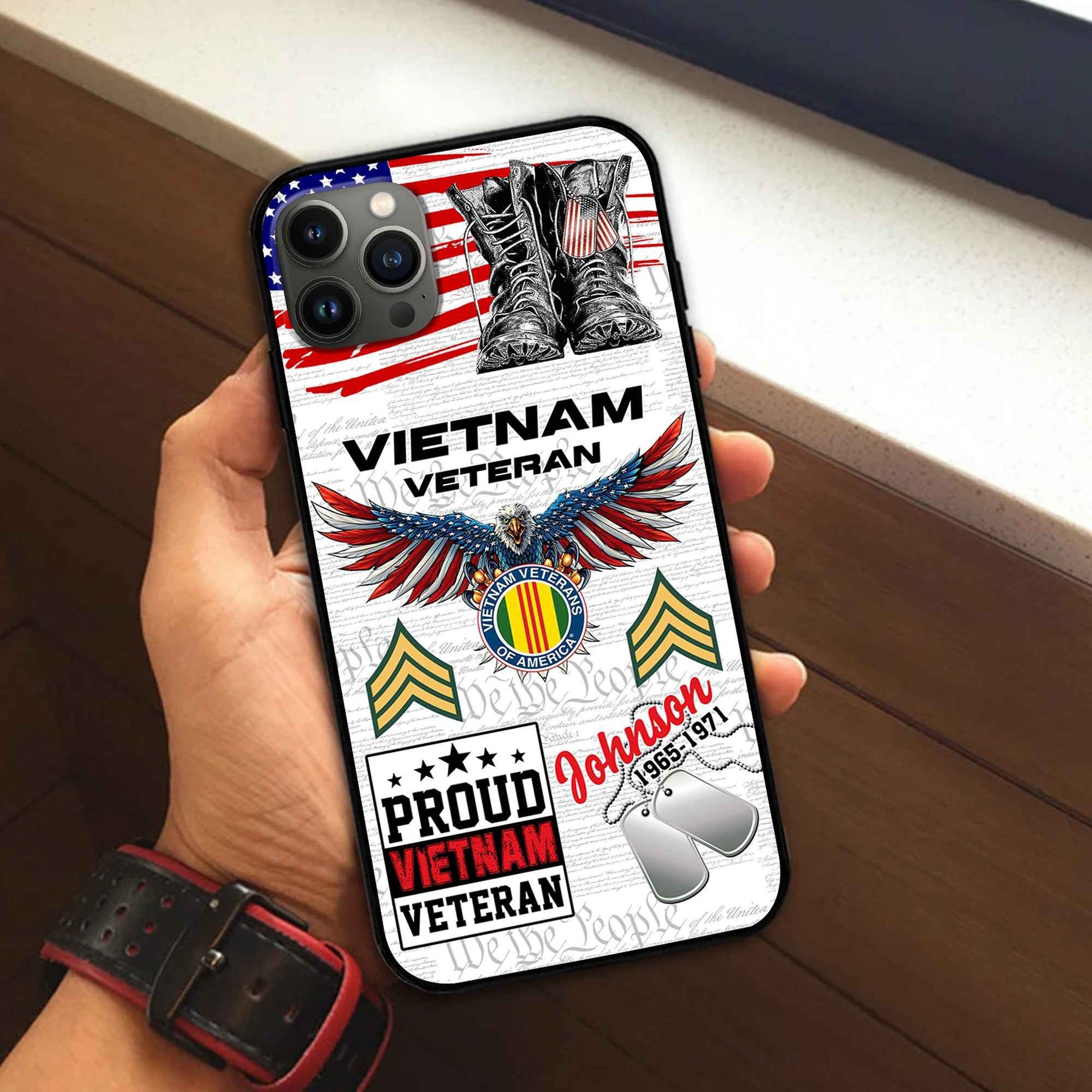 Unique Custom Name, Rank, Year, Vietnam Veteran Phone Case VPVC507306, Gifts For Vietnam Veteran, Best Gifts On Father's Day, Independence Day, Veterans Day.