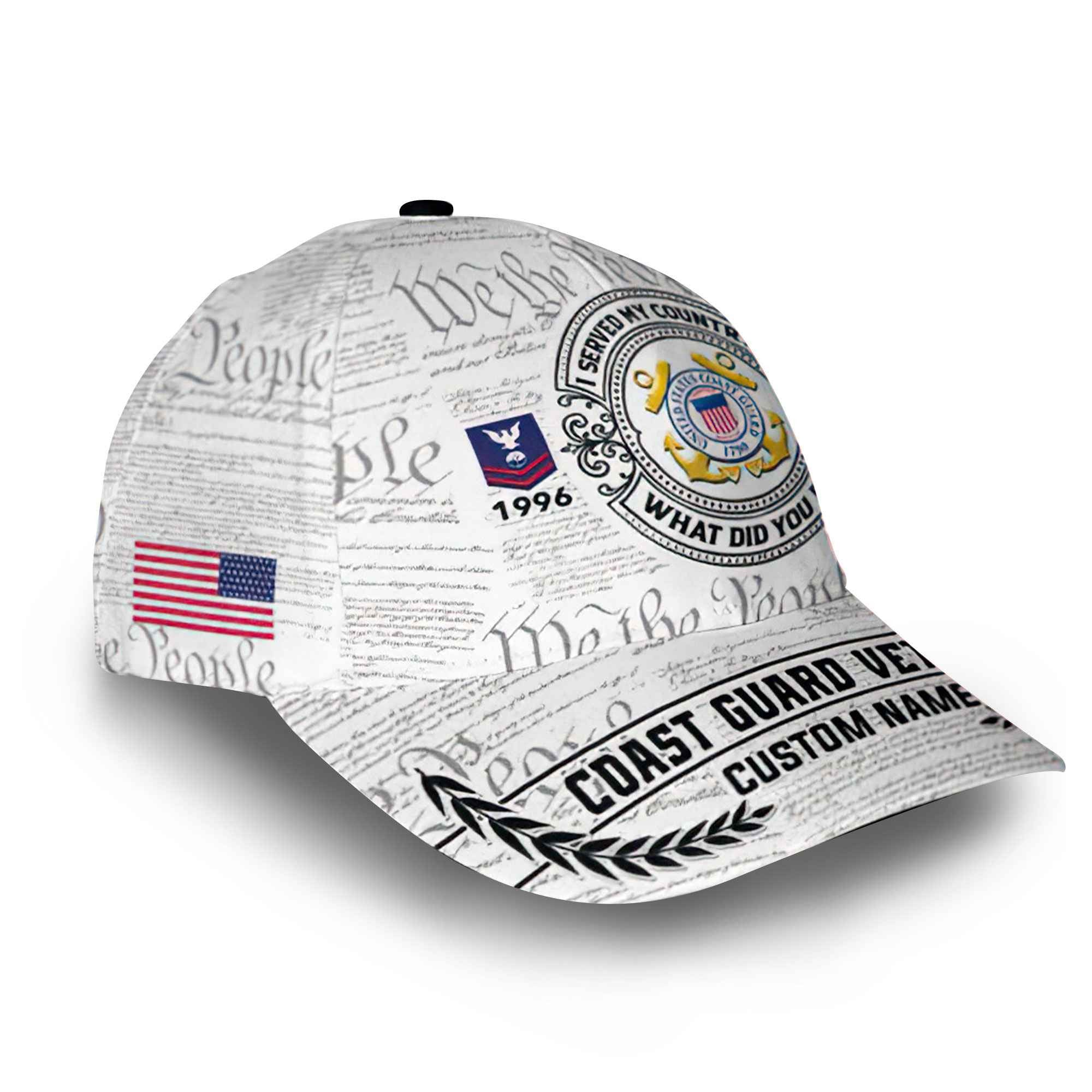 Unique Custom Name, Rank, Year, USCG Cap VPVC014310, Gifts For Coast Guard Veteran, Best Gifts On Father's Day, Independence Day, Veterans Day.