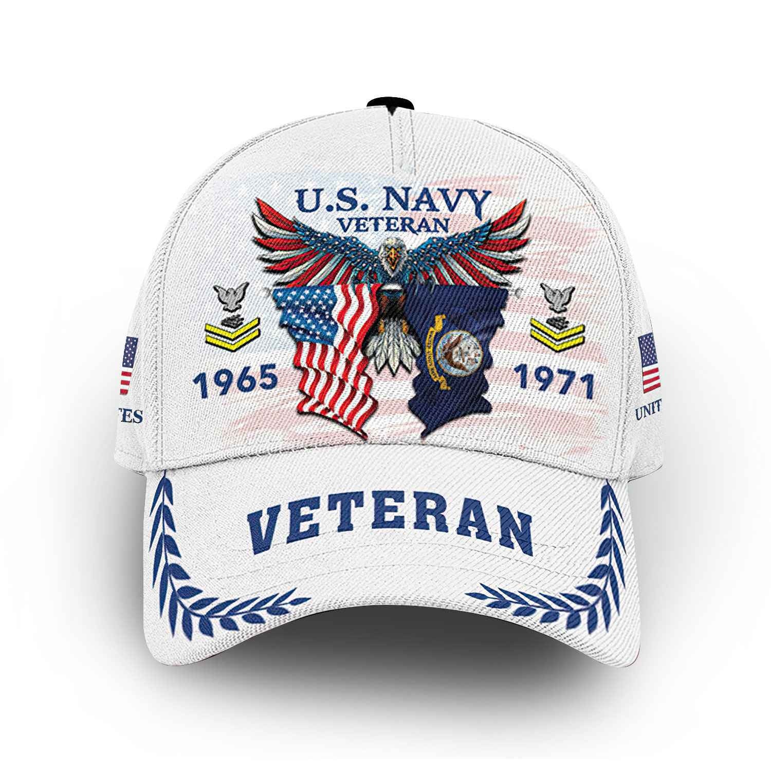 US Navy Custom Cap VPVC014407, Gifts For Navy Veteran, Best Gifts On Father's Day, Armed Forces Day, Independence Day, Veterans Day.