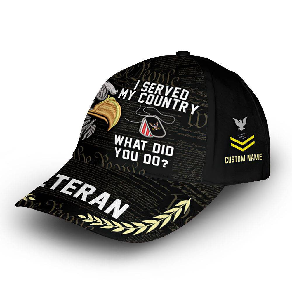 Unique Custom Name, Rank, US Navy Cap VPVC014807, Gifts For Navy Veteran, Best Gifts On Father's Day, Independence Day, Veterans Day.
