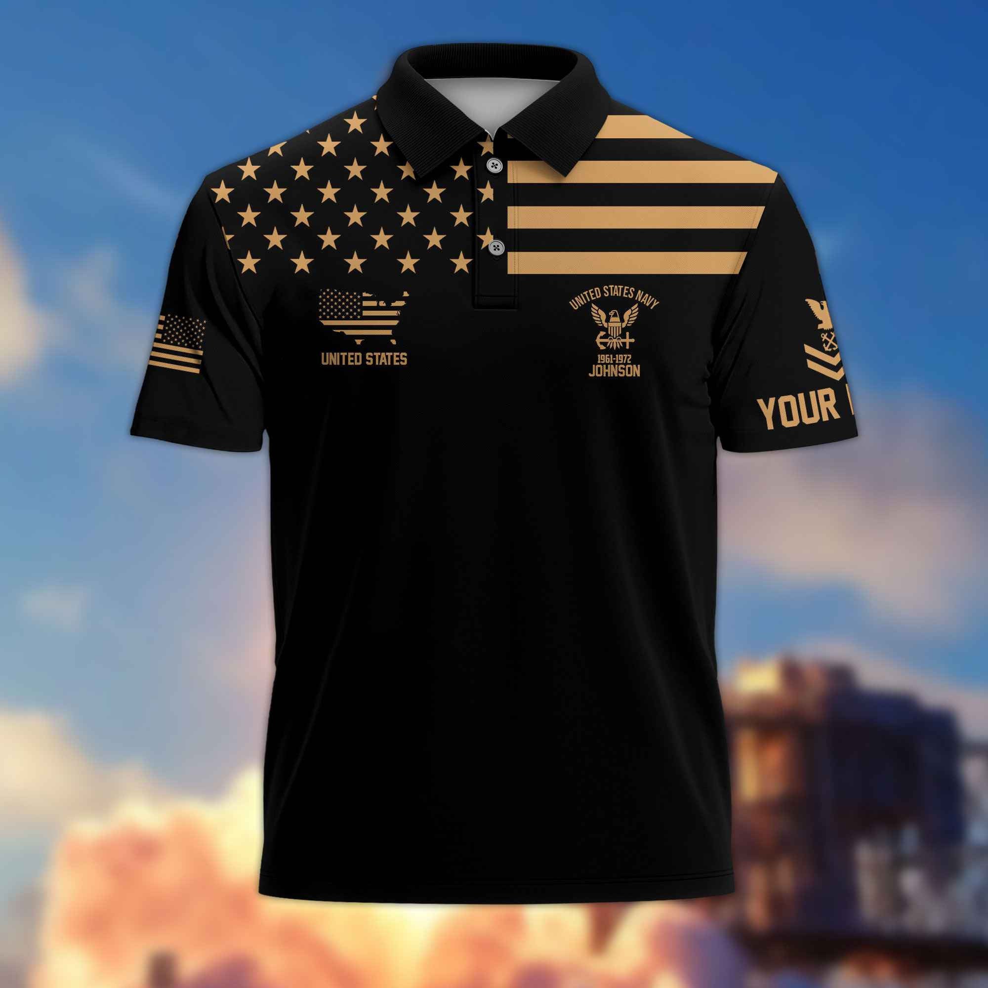 US Navy Custom Polo Shirt VPVC214002, Gifts For Navy Veteran, Best Gifts On Father's Day, Armed Forces Day, Independence Day, Veterans Day.