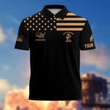 USMC Custom Polo Shirt VPVC214003, Gifts For Marine Veteran, Best Gifts On Father's Day, Armed Forces Day, Independence Day, Veterans Day.