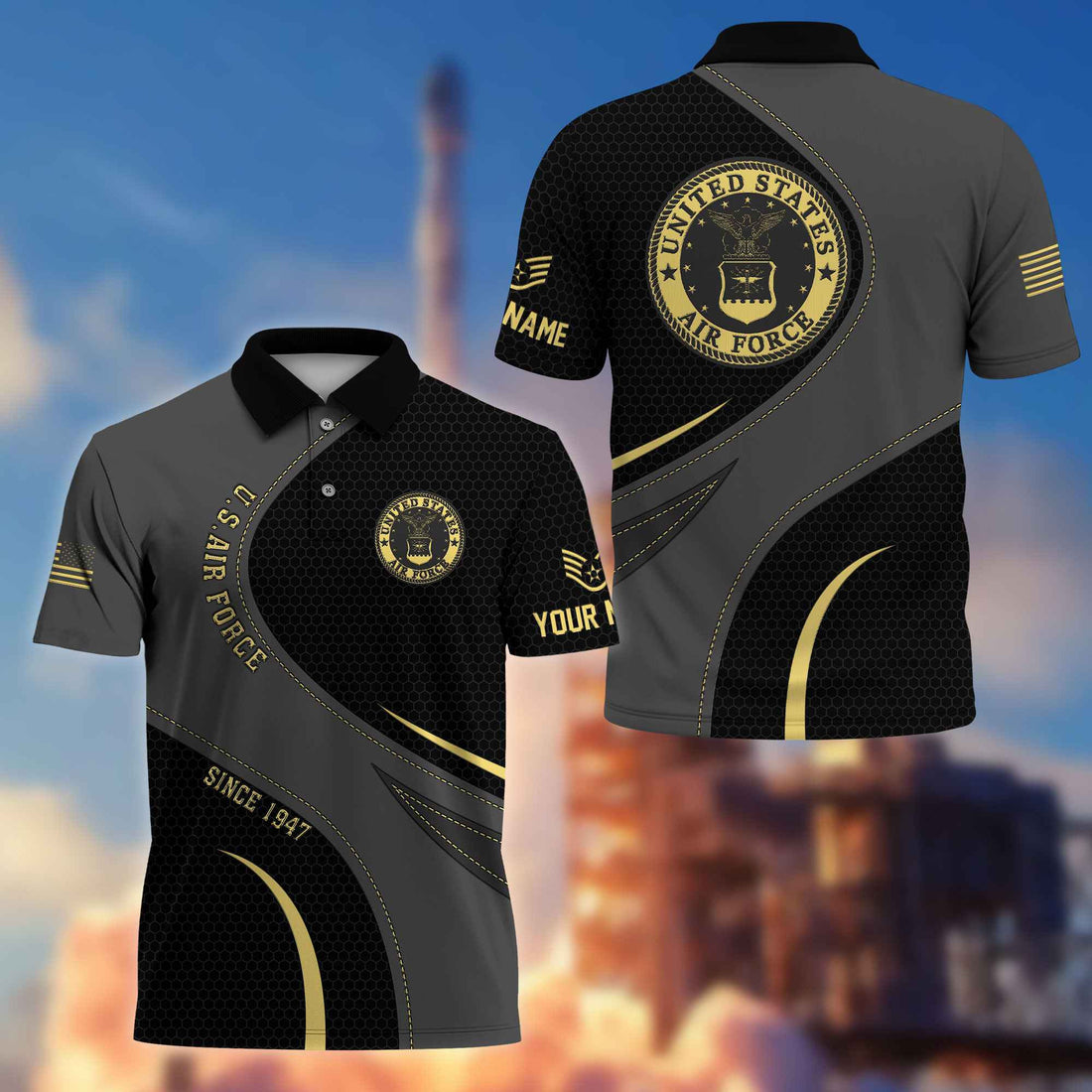 Unique Custom Name, Rank USAF Polo Shirt VPVC214304, Gifts For Air Force Veteran, Best Gifts On Father's Day, Independence Day, Veterans Day.